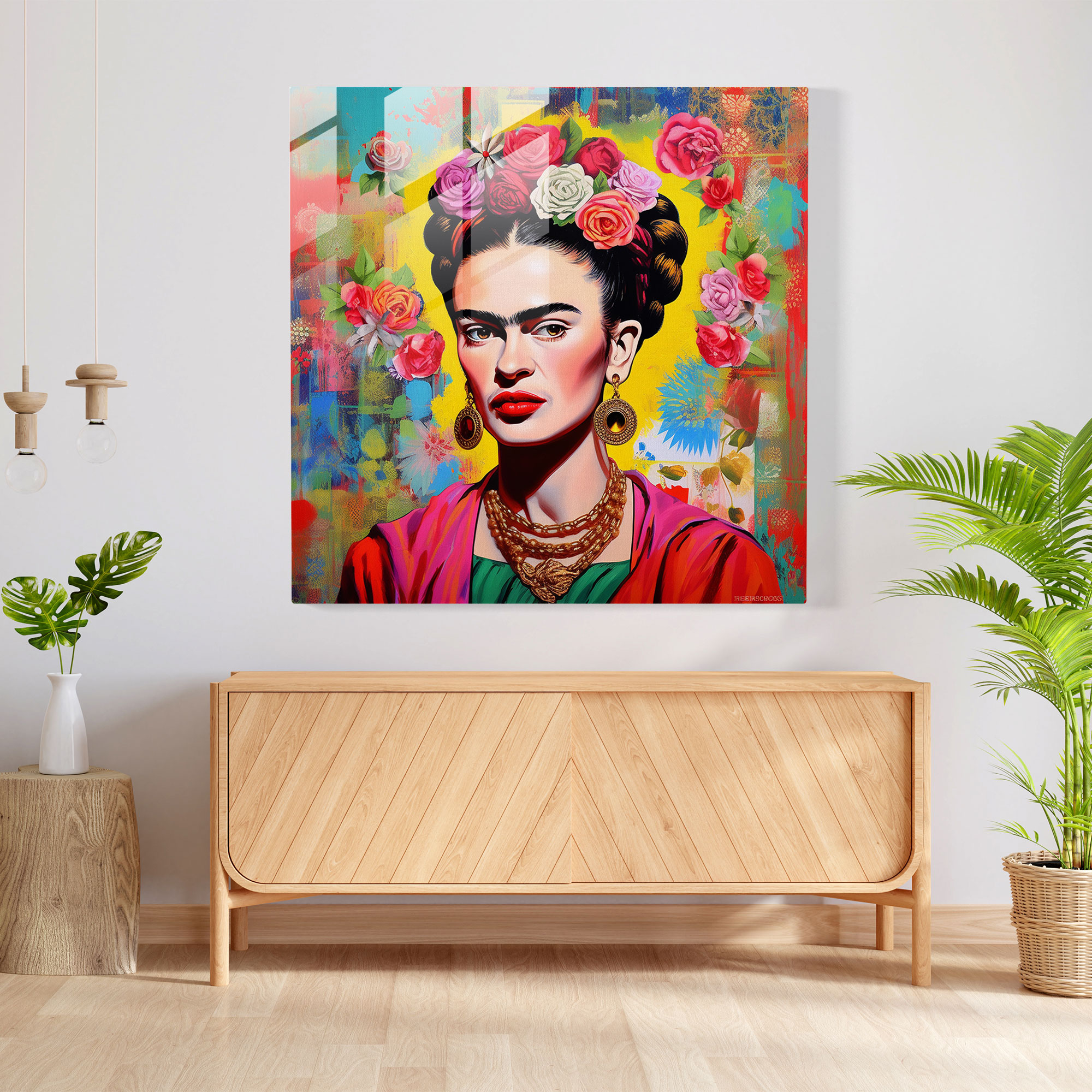 Frida Kahlo Glass Print - Frida Kahlo, Retro-Inspired, Wall Decoration, Home Decoration