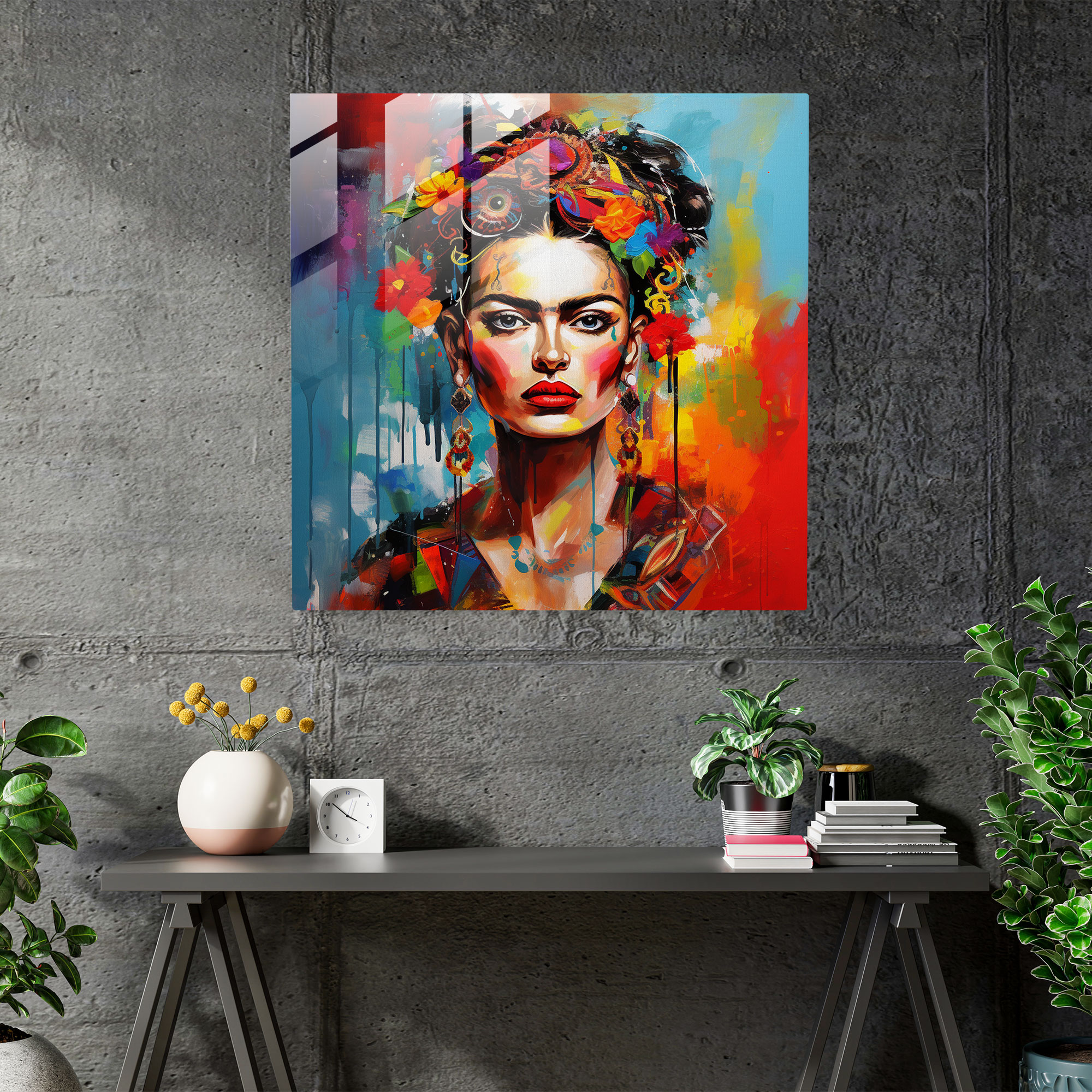 Abstract Emotions Glass Print - Frida Kahlo Theme - Frida Kahlo, Glass Wall Art, Colors, Interpretation