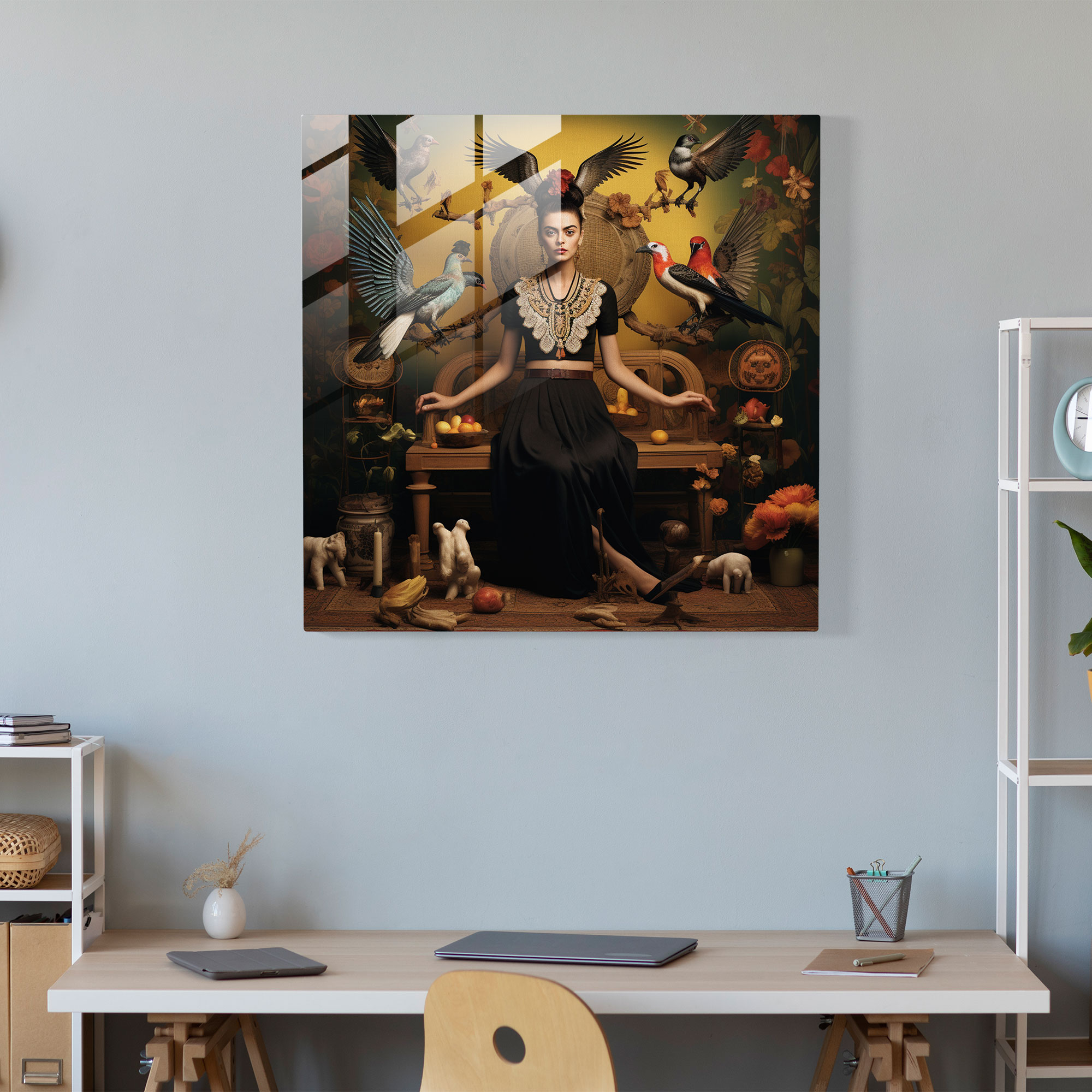 Journey Of Transformation Glass Print - Frida Kahlo Inspired - Frida Kahlo, Symbolic, Evocative, Journey