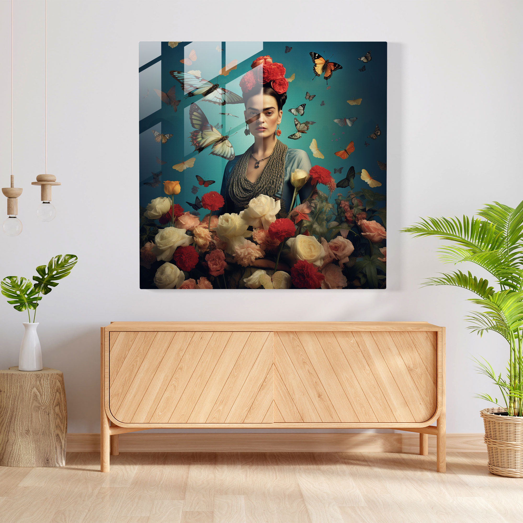Efkarlı Frida Kahlo Cam Tablo - Frida Kahlo Ev Dekorasyonu Cam Duvar Sanatı