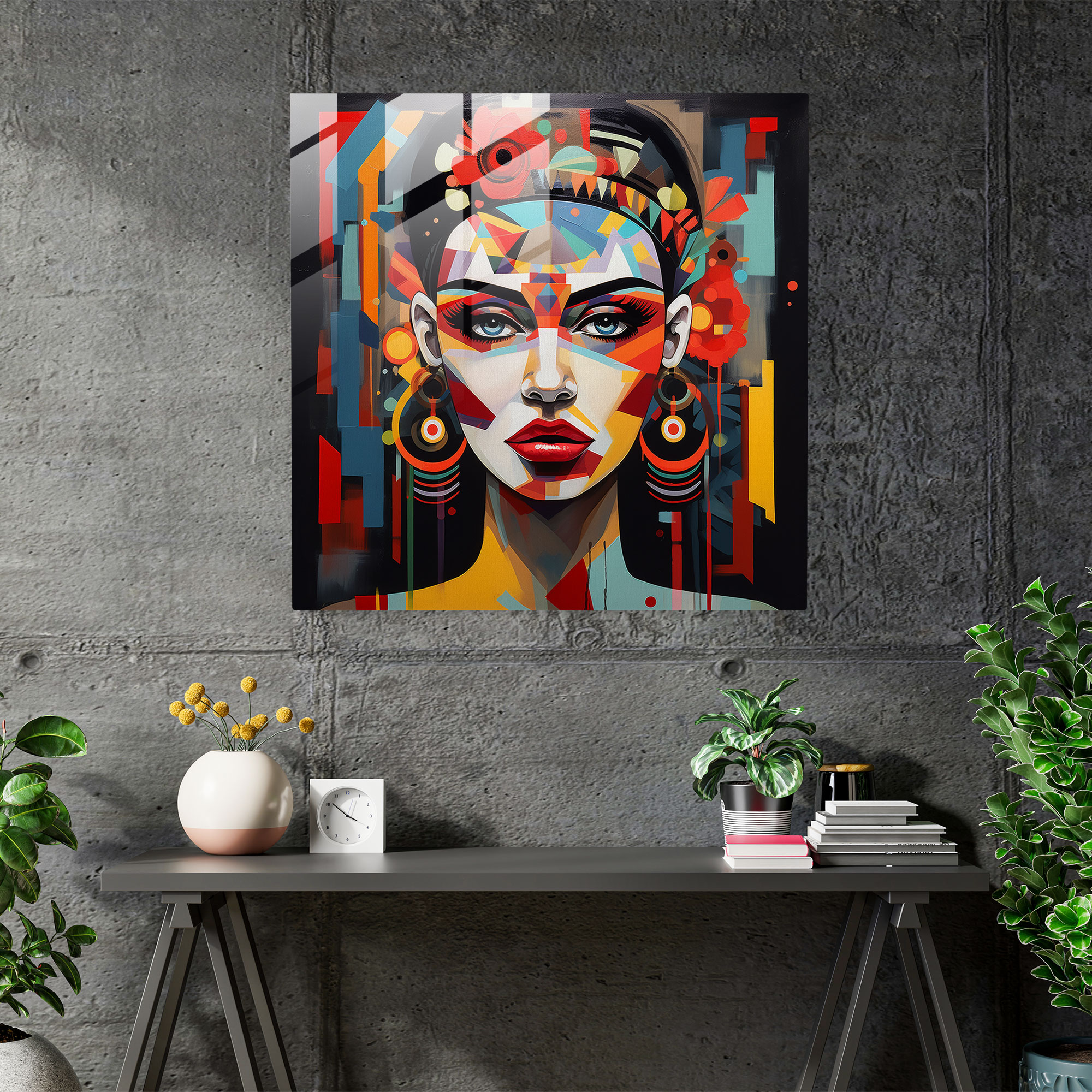 Abstract Frida Kahlo Glass Print - Frida Kahlo, Modern Art, Frida Kahlo, Glass Wall Art