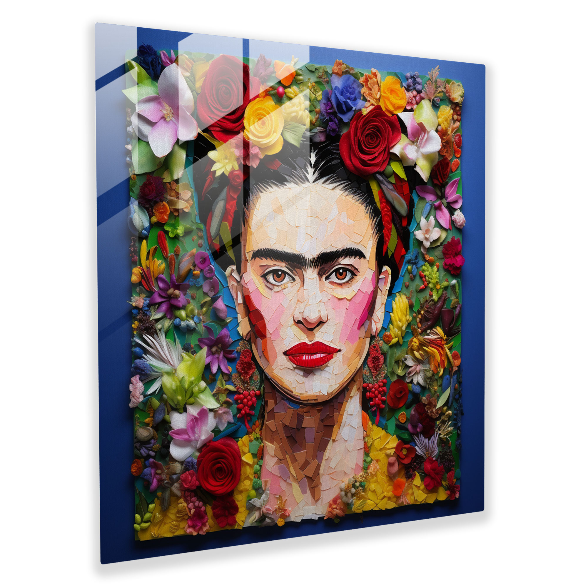 Colorful Frida Kahlo Glass Print - Frida Kahlo, Home Decoration, Glass Art, Unibrow