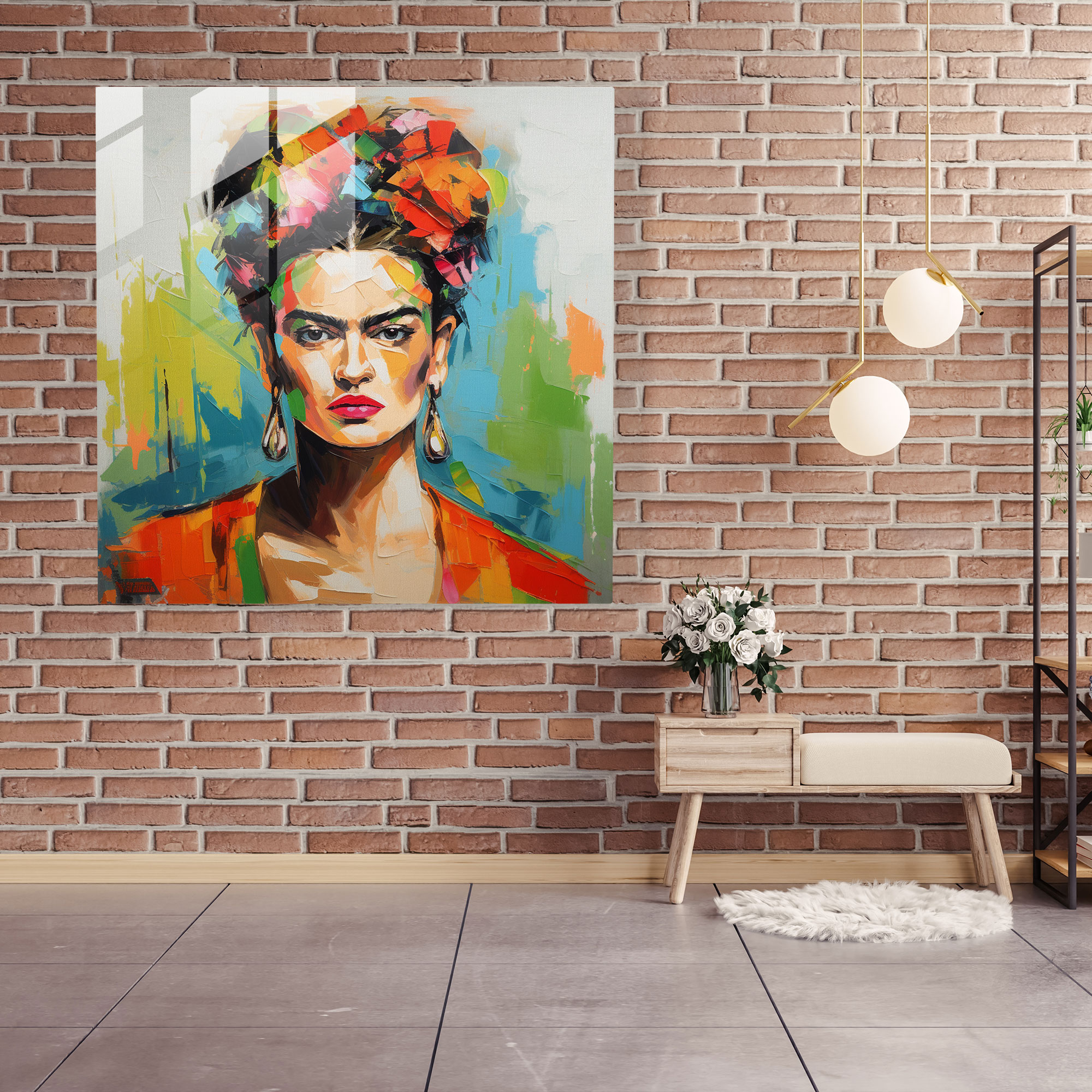 Abstract Frida Kahlo Glass Print - Frida Kahlo, Resilience, Home Decoration, Modern Art