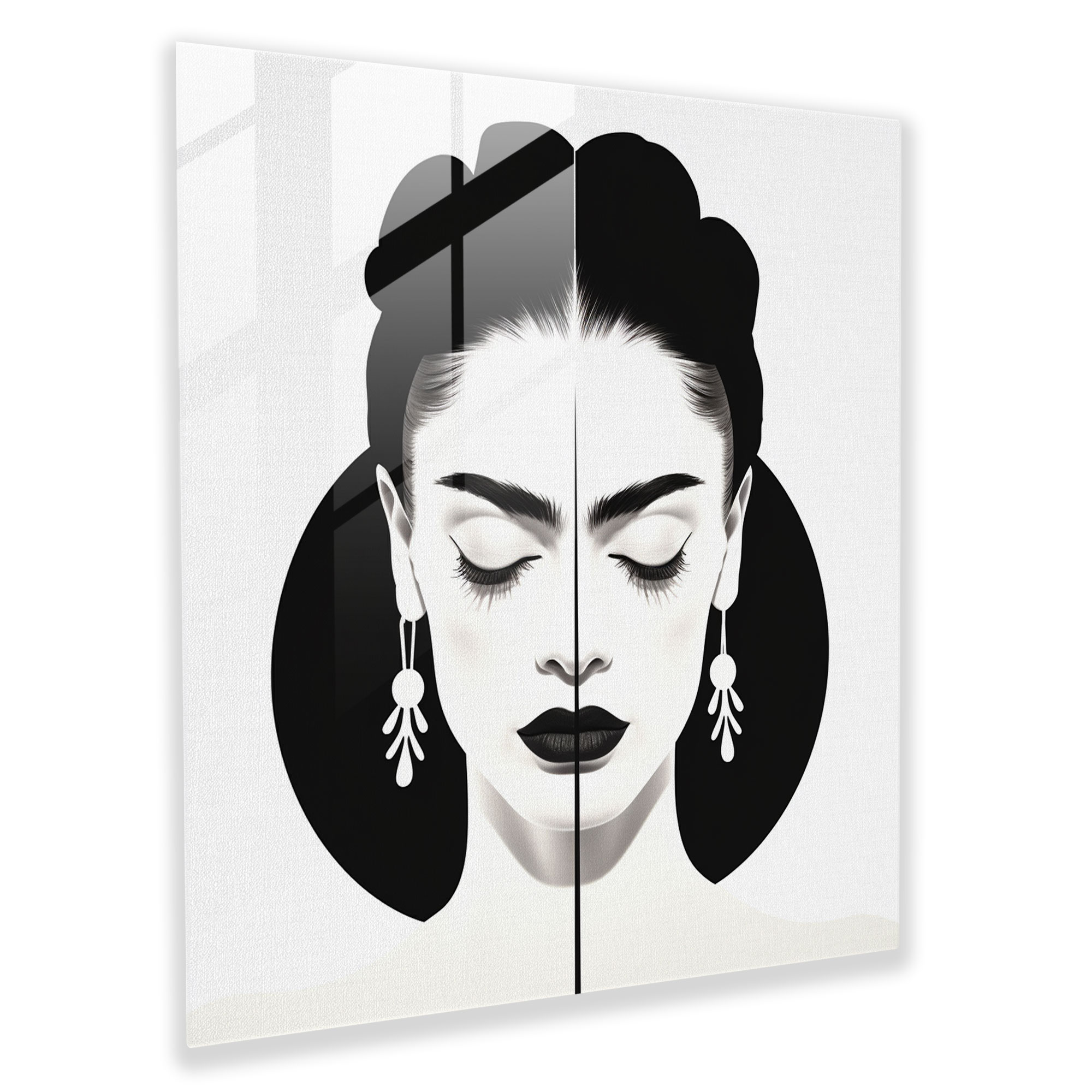 Minimalist Frida Kahlo Glass Print - Frida Kahlo, Iconic, Black And White, Frida Kahlo