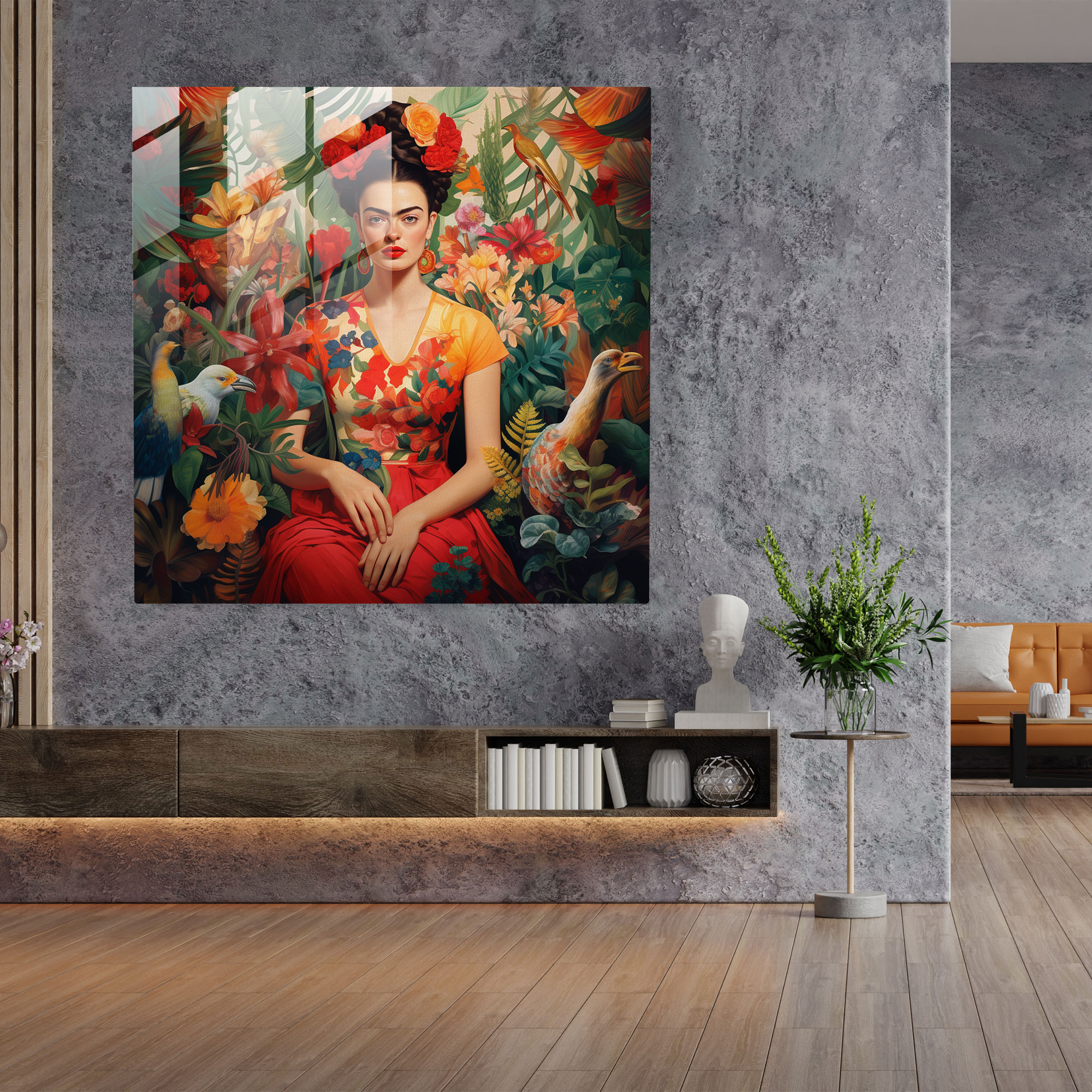 Impressionist Frida Kahlo Glass Print - Frida Kahlo, Wall Decoration, Modern Art, Glass Art