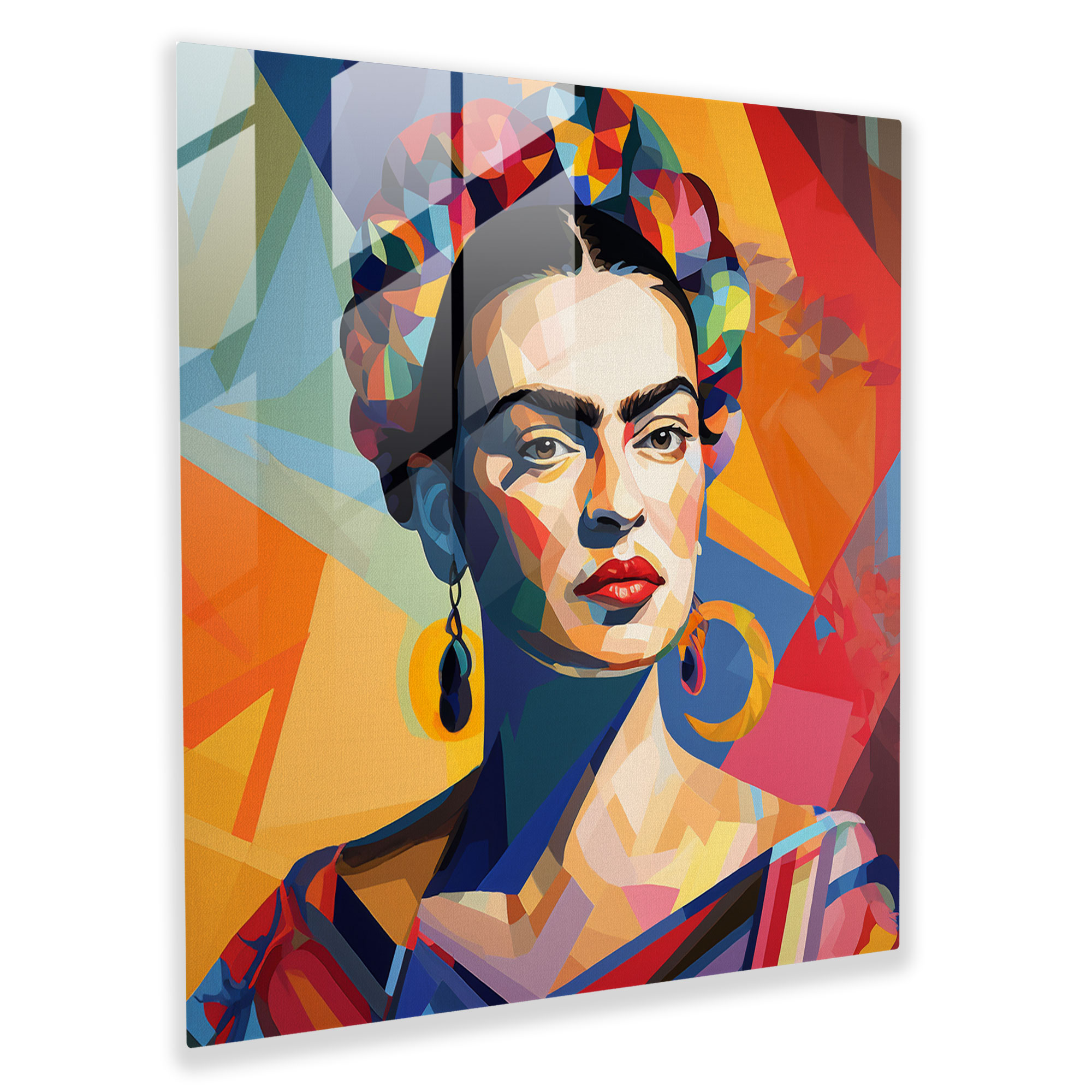 Geometric Frida Kahlo Glass Print - Frida Kahlo, Glass Art, Geometric Abstraction, Frida Kahlo