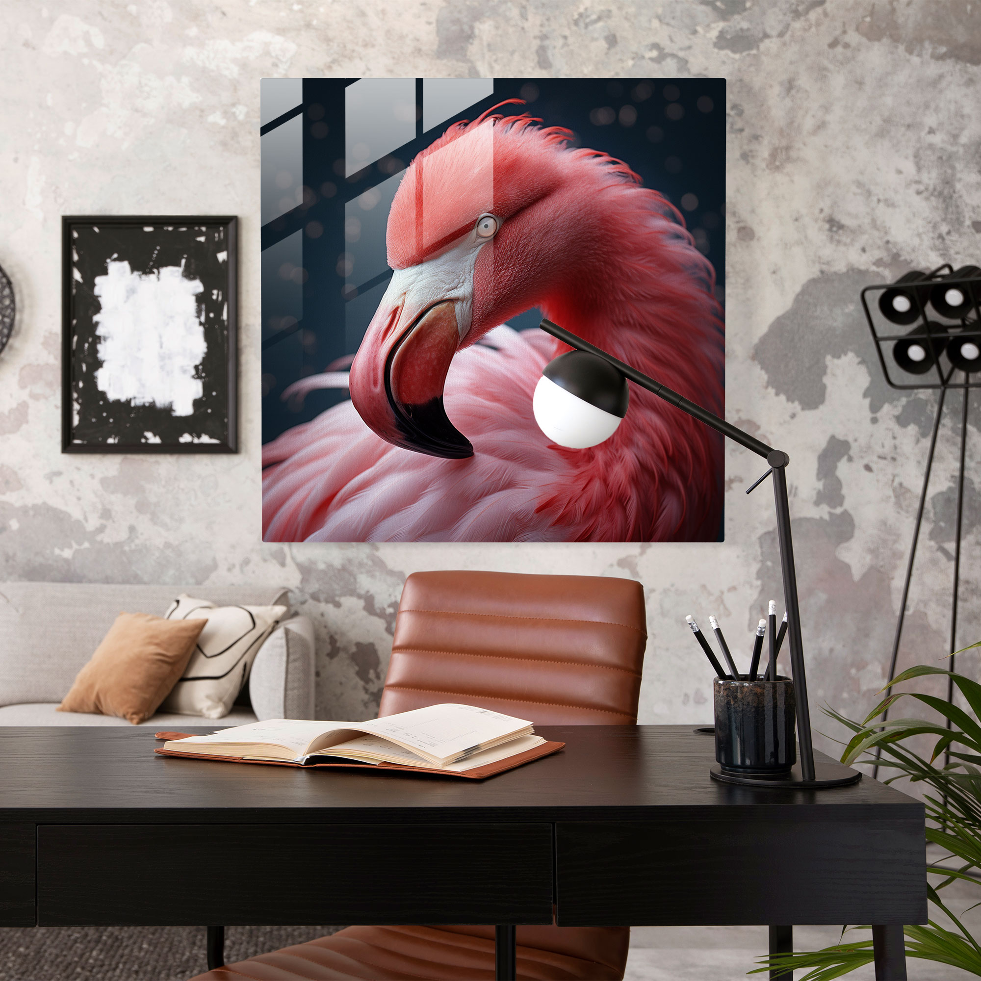 Graceful Plumage Flamingo Glass Print - Flamingo, Wall Decoration, Glass Print, Home Decoration
