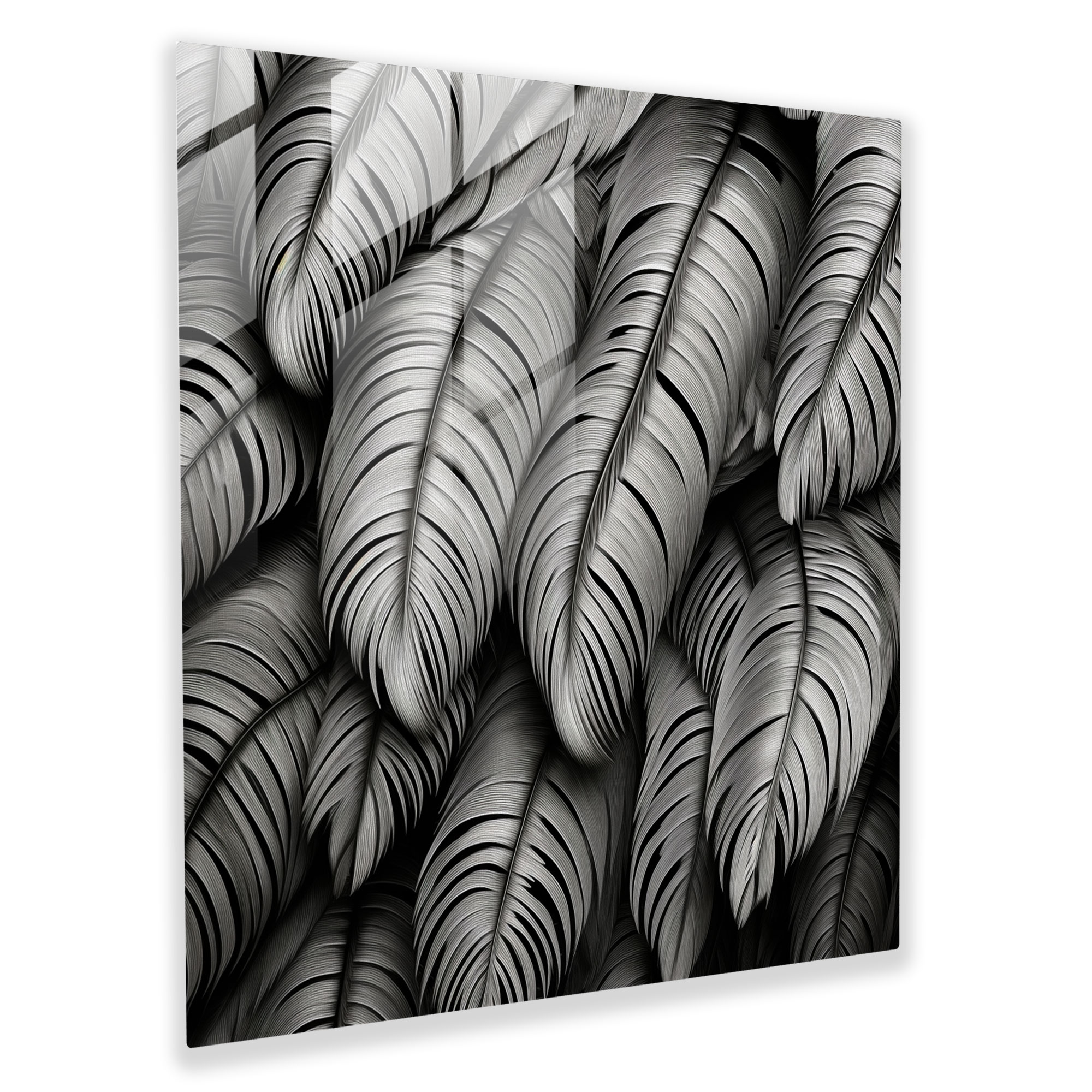 Flamingo Glass Print - Feathers Photo Montage - Flamingo, Glass Wall Art, Flamingo, Photo Montage