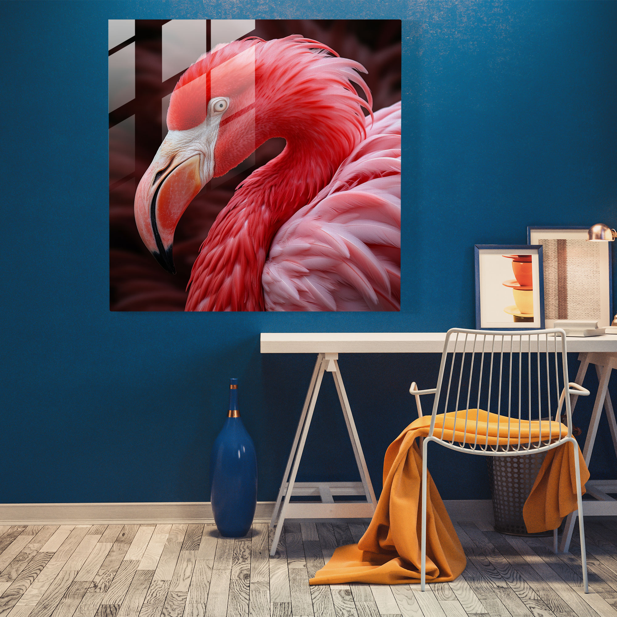 Flamingo Beauty Glass Print - Flamingo, Glass Print, Modern Art, Flamingo