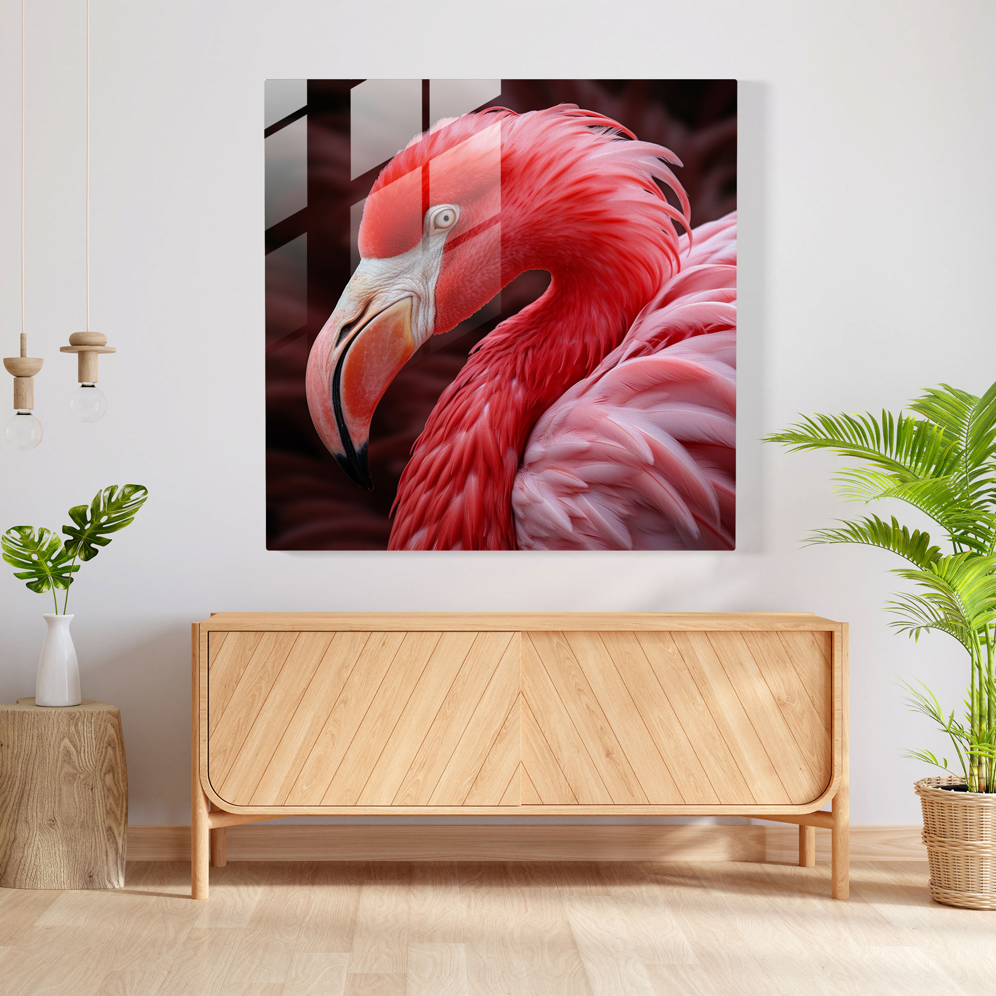 Flamingo Beauty Glass Print - Flamingo, Glass Print, Modern Art, Flamingo