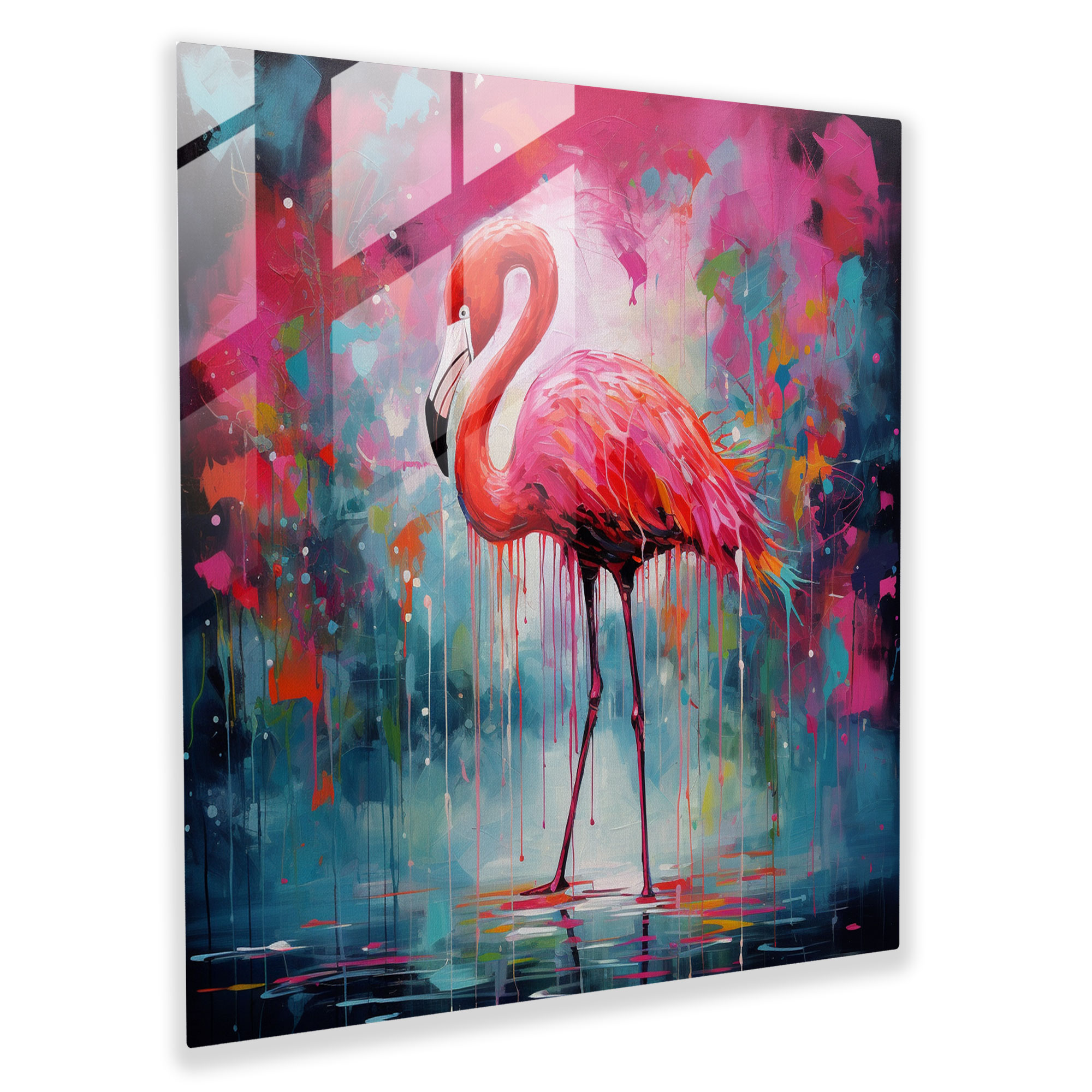 Abstract Flamingo Glass Print - Flamingo, Glass Print, Glass Wall Art, Acrylic