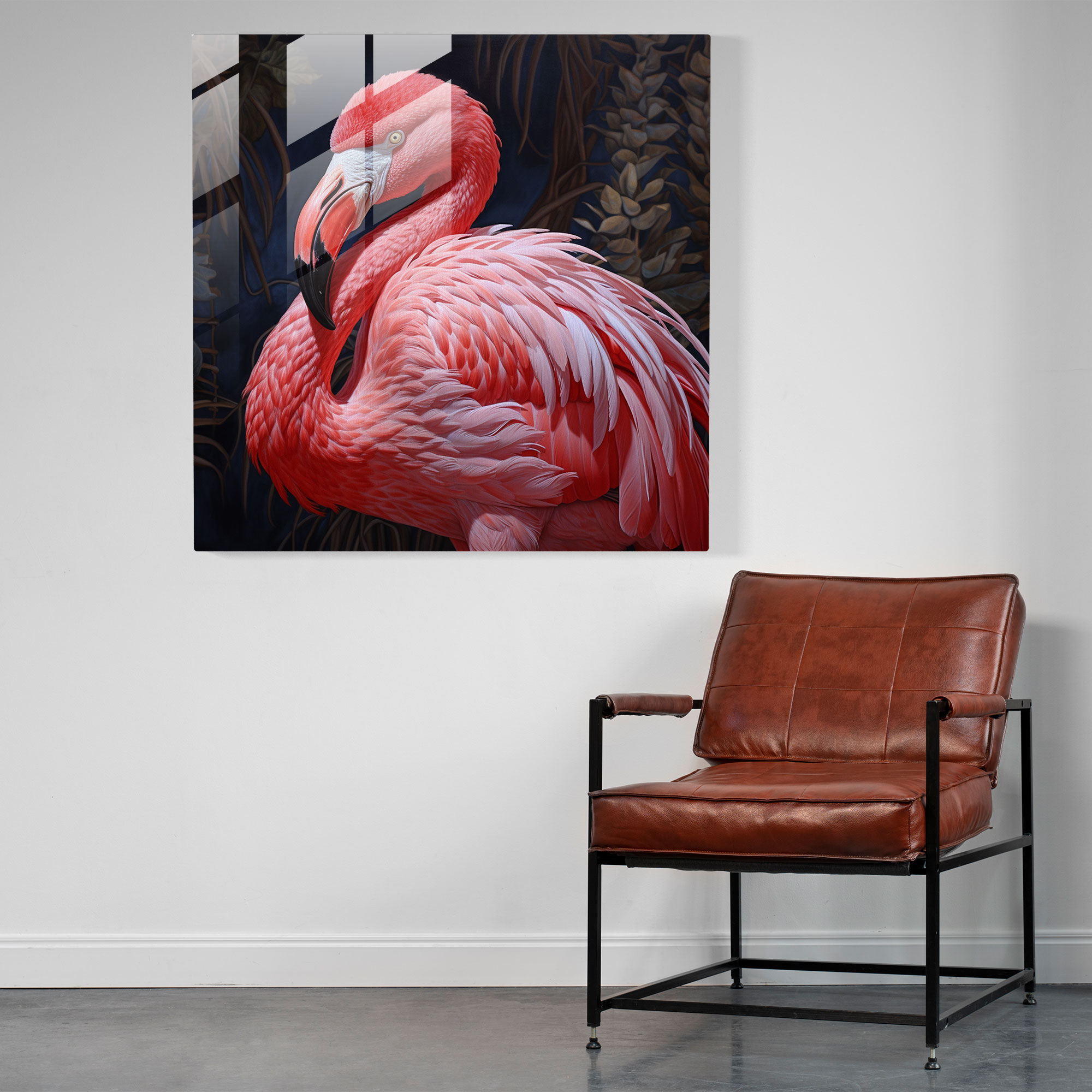 Realistic Flamingo Glass Print - Flamingo, Glass Art, Modern Art, Nature