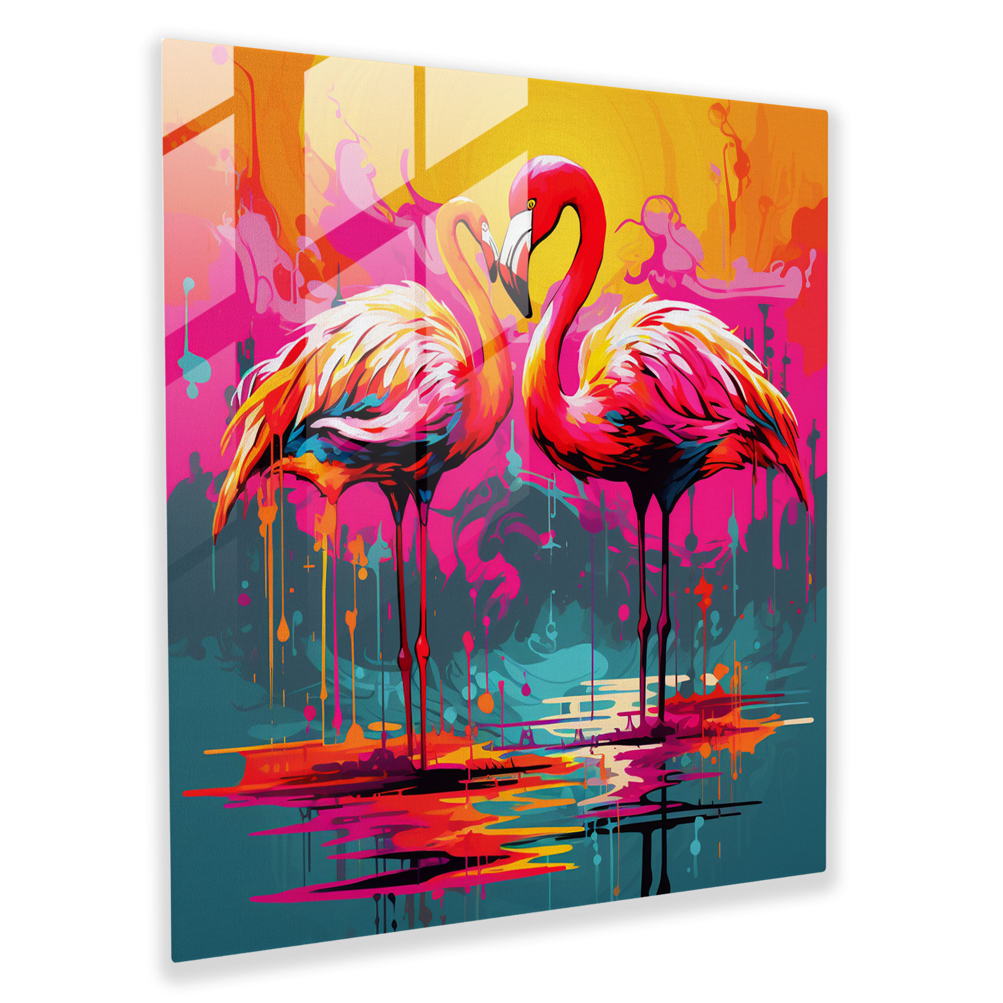 Pop Art Flamingo Glass Print - Flamingo, Flamingo, Flamboyant, Modern Art