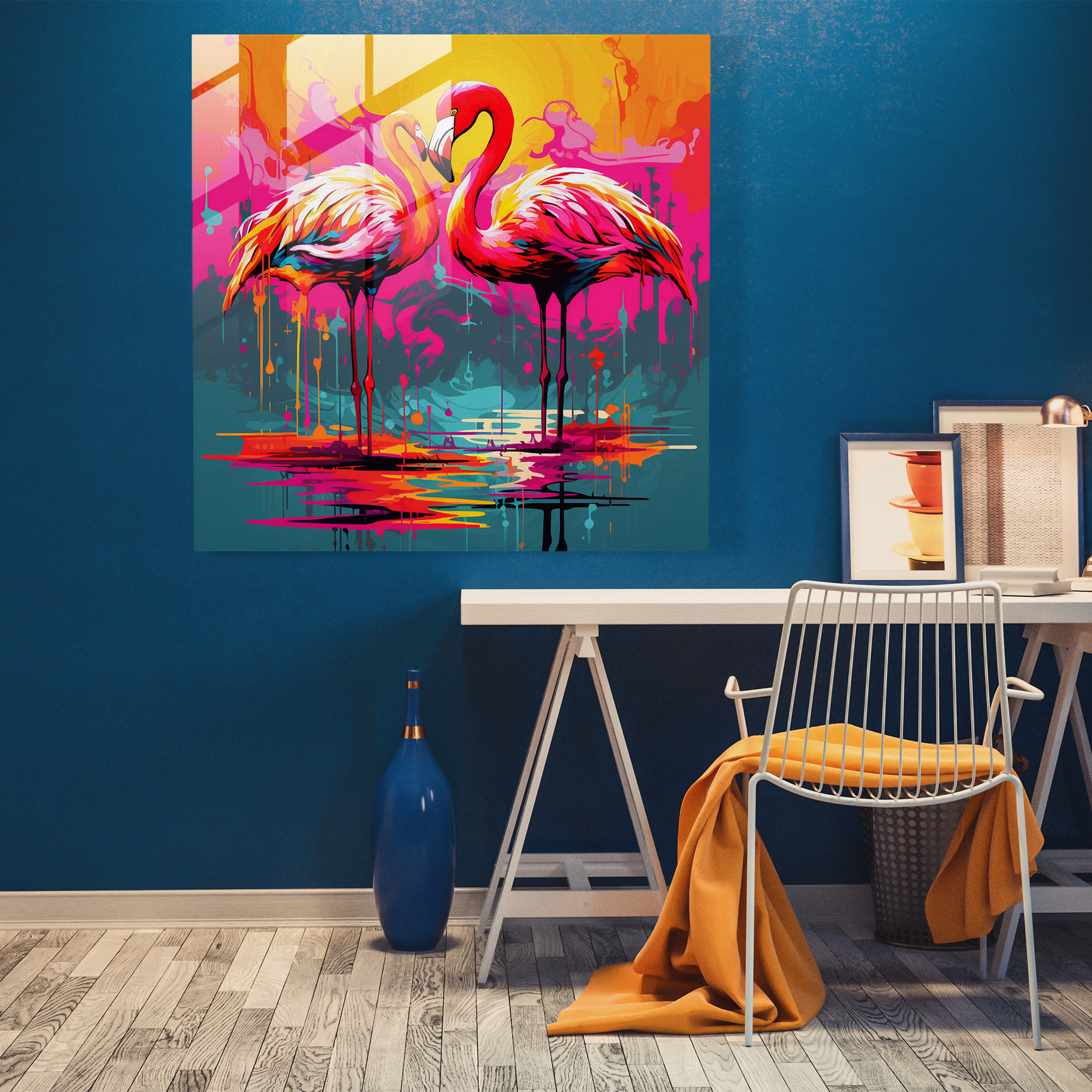 Pop Art Flamingo Glass Print - Flamingo, Flamingo, Flamboyant, Modern Art