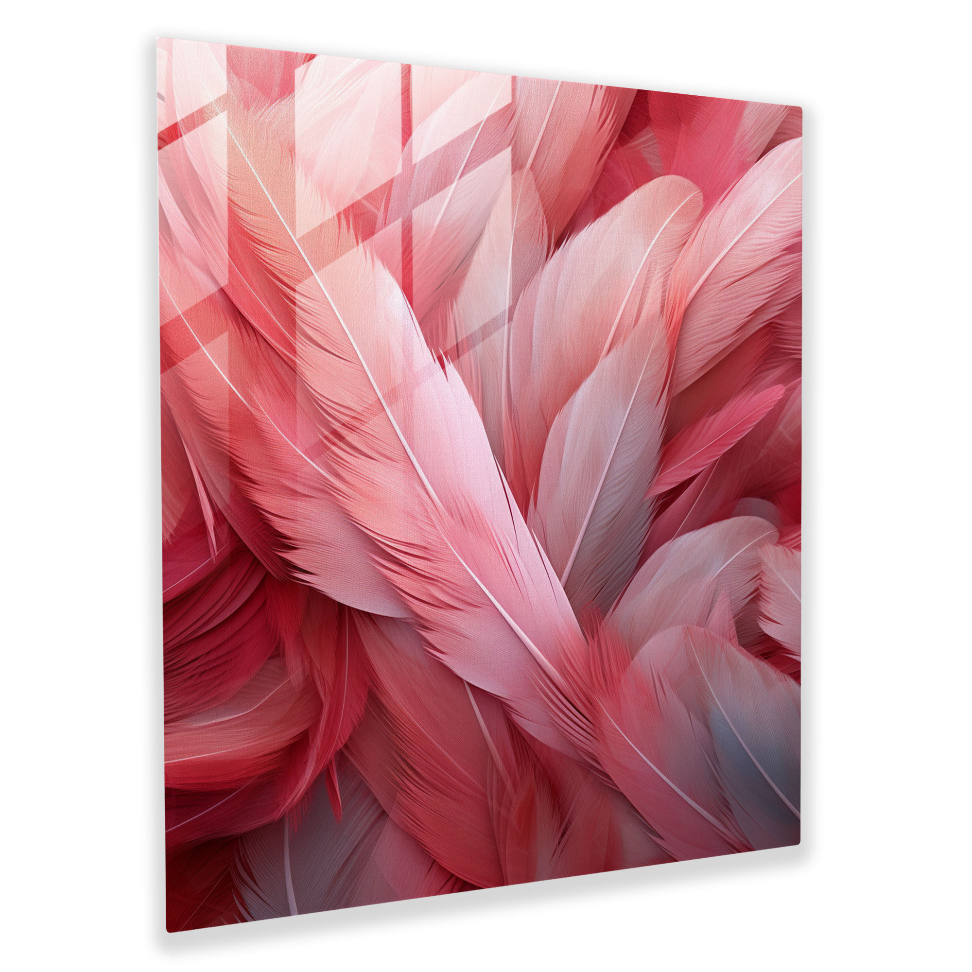 Feathers Flamingo Glass Print - Flamingo, Abstract Pattern, Wall Decoration, Glass Wall Art