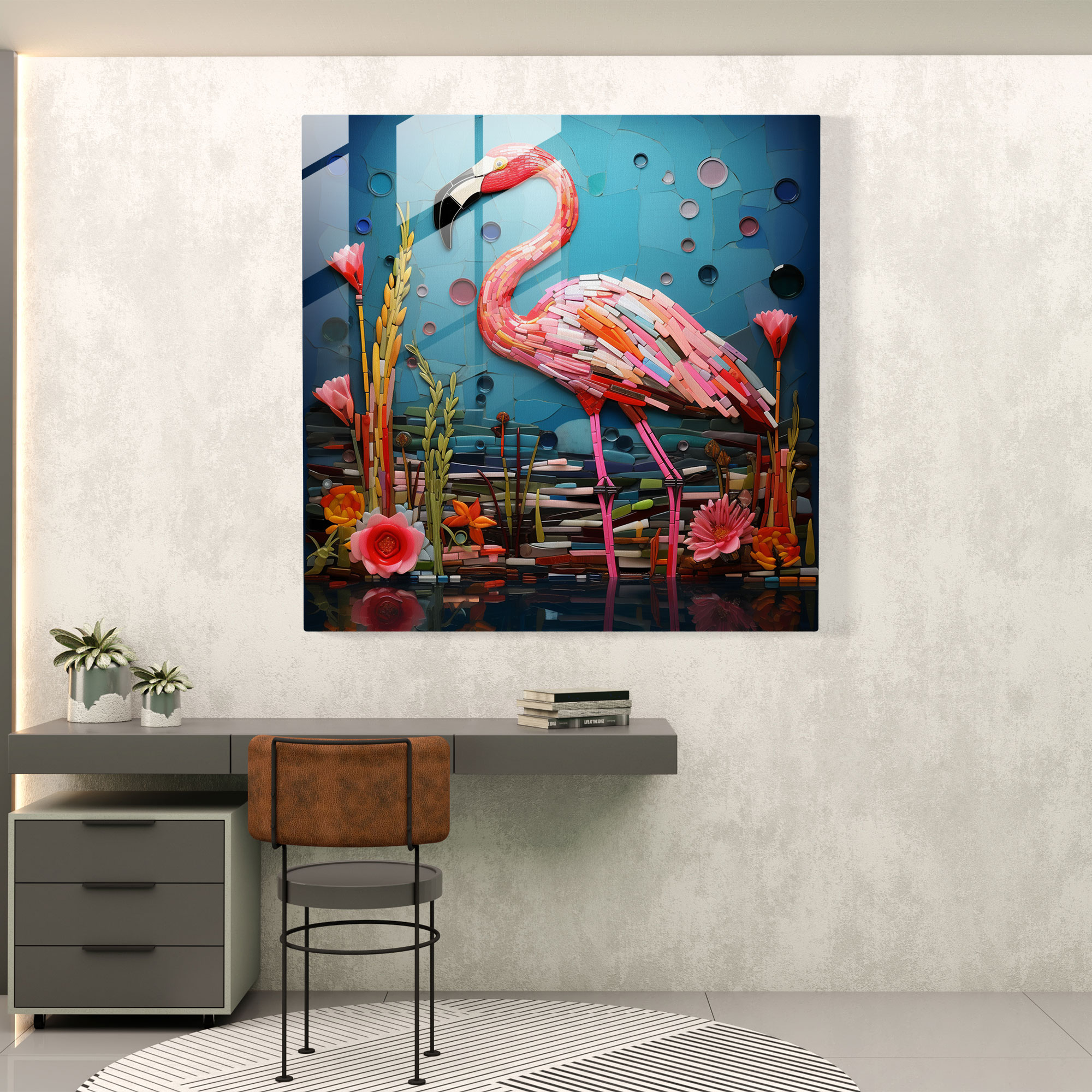 Flamingo Dreams Glass Print - Flamingo, Creativity, Glass Art, Flamingo
