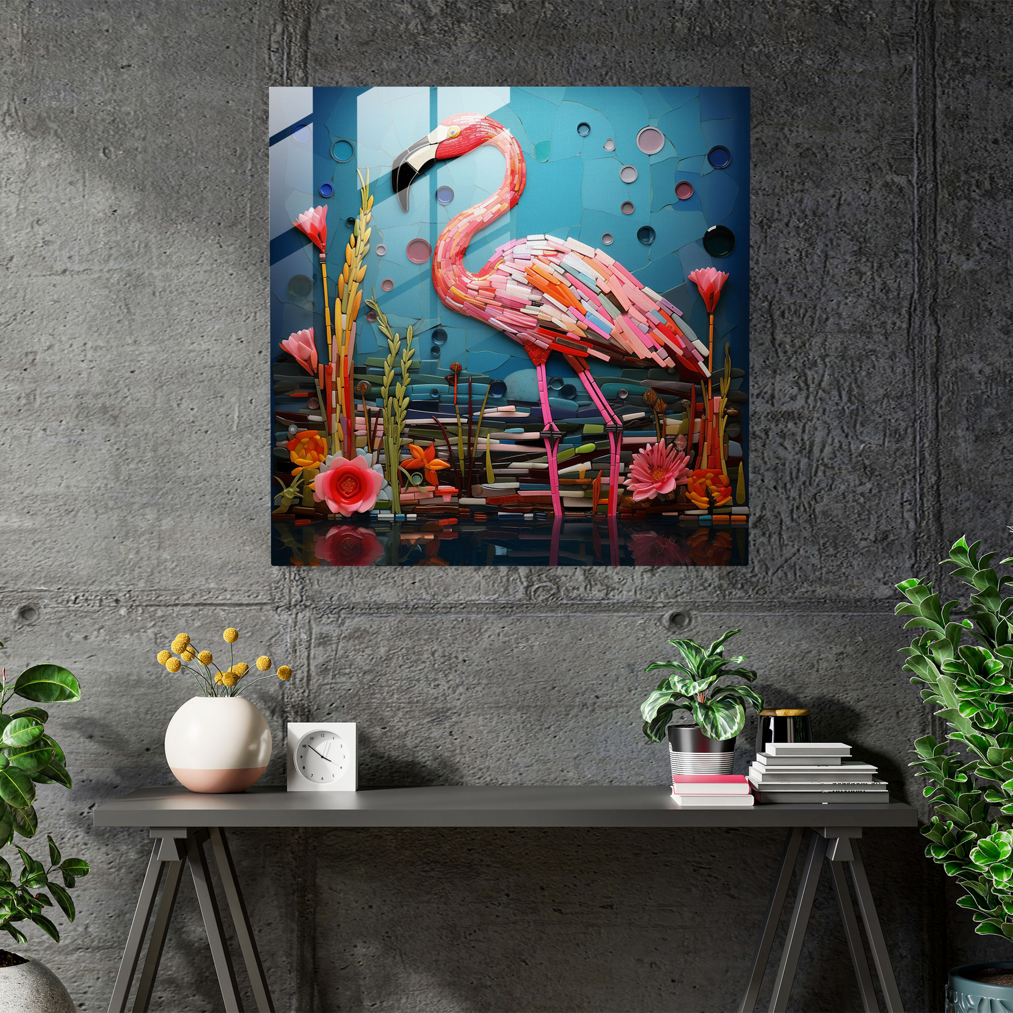 Flamingo Dreams Glass Print - Flamingo, Creativity, Glass Art, Flamingo