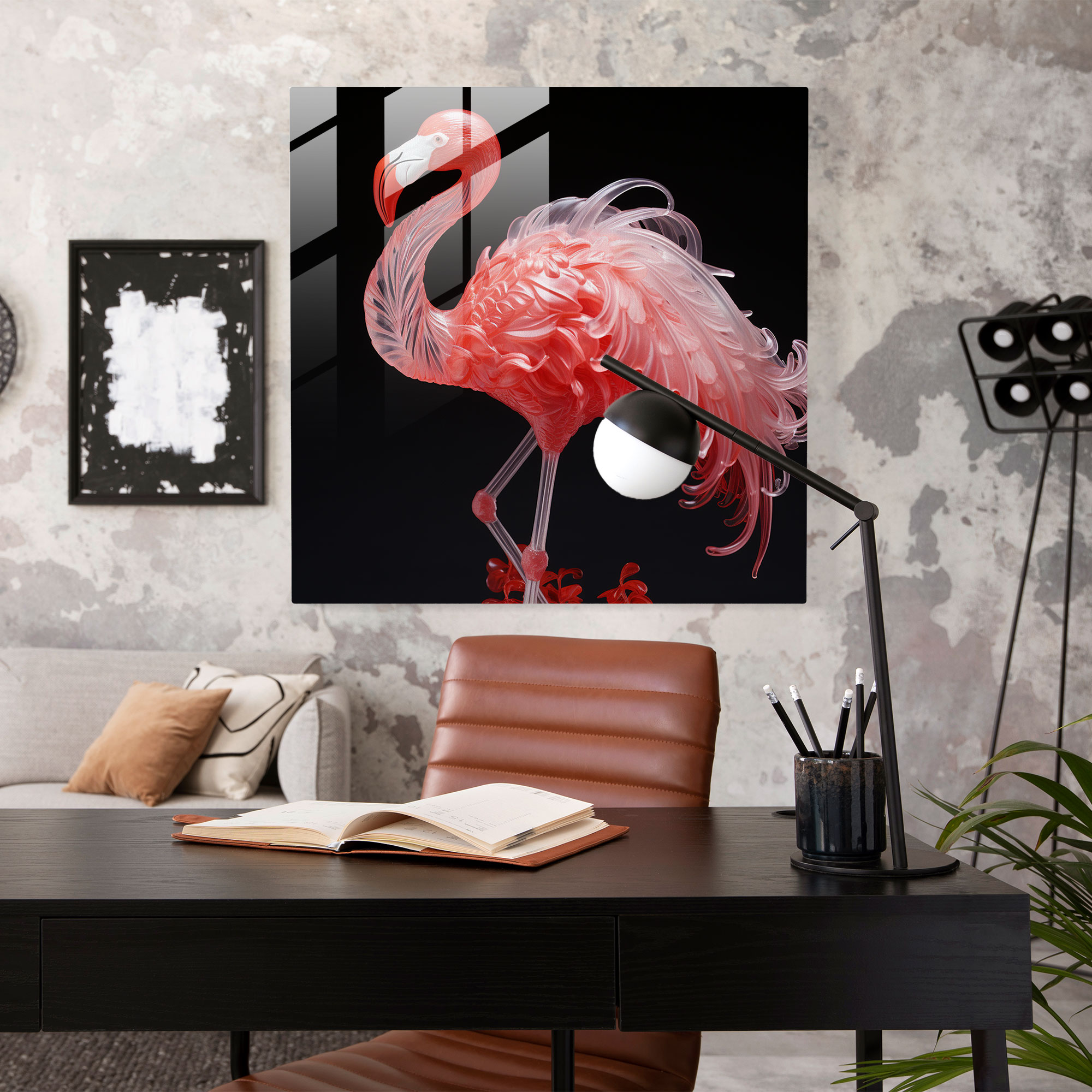 Flamingo Perfection Glass Print - Flamingo, Sculpture, Glass Art, Flamingo