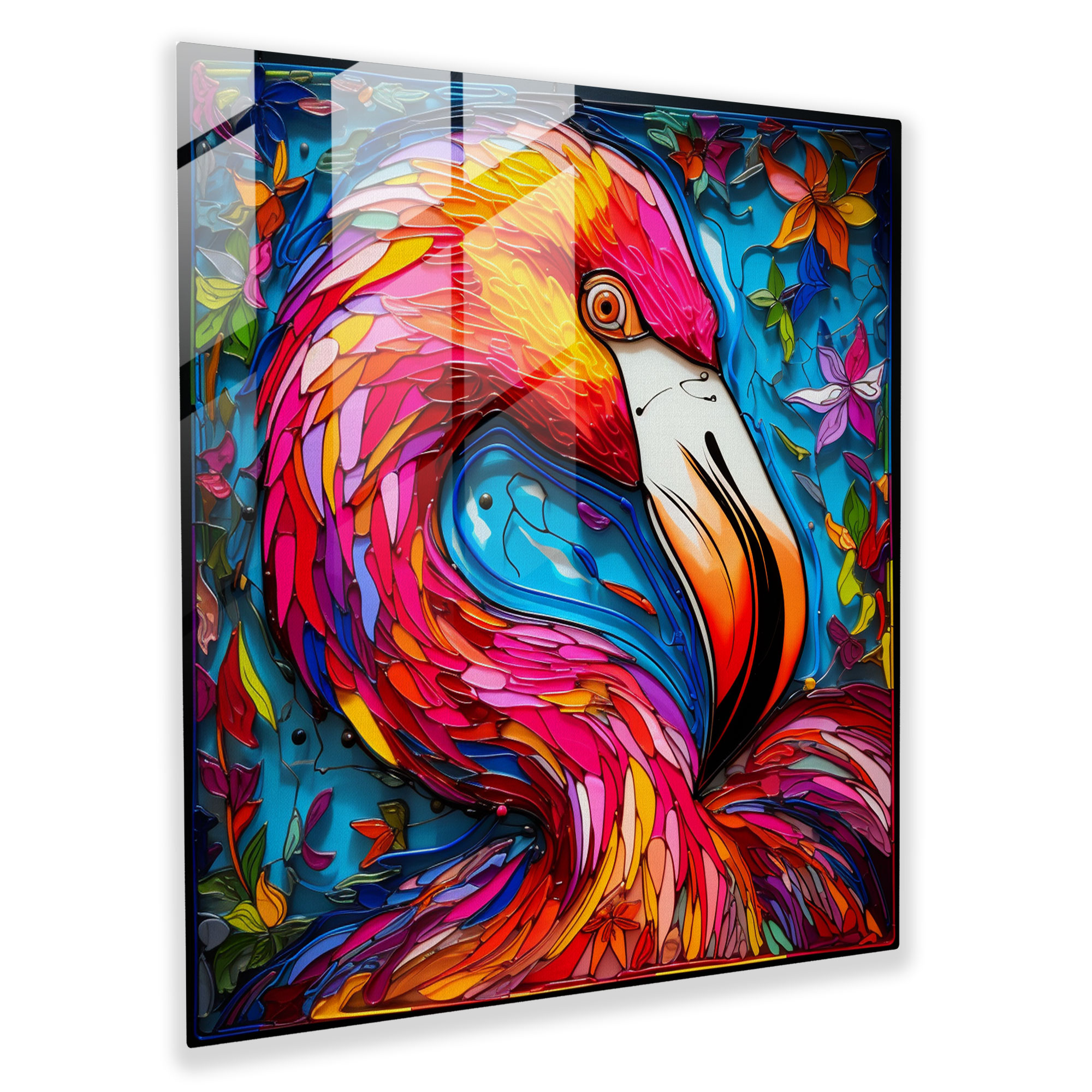 Flamingo Pop Glass Print - Flamingo, Glass Print, Glass Art, Flamingo