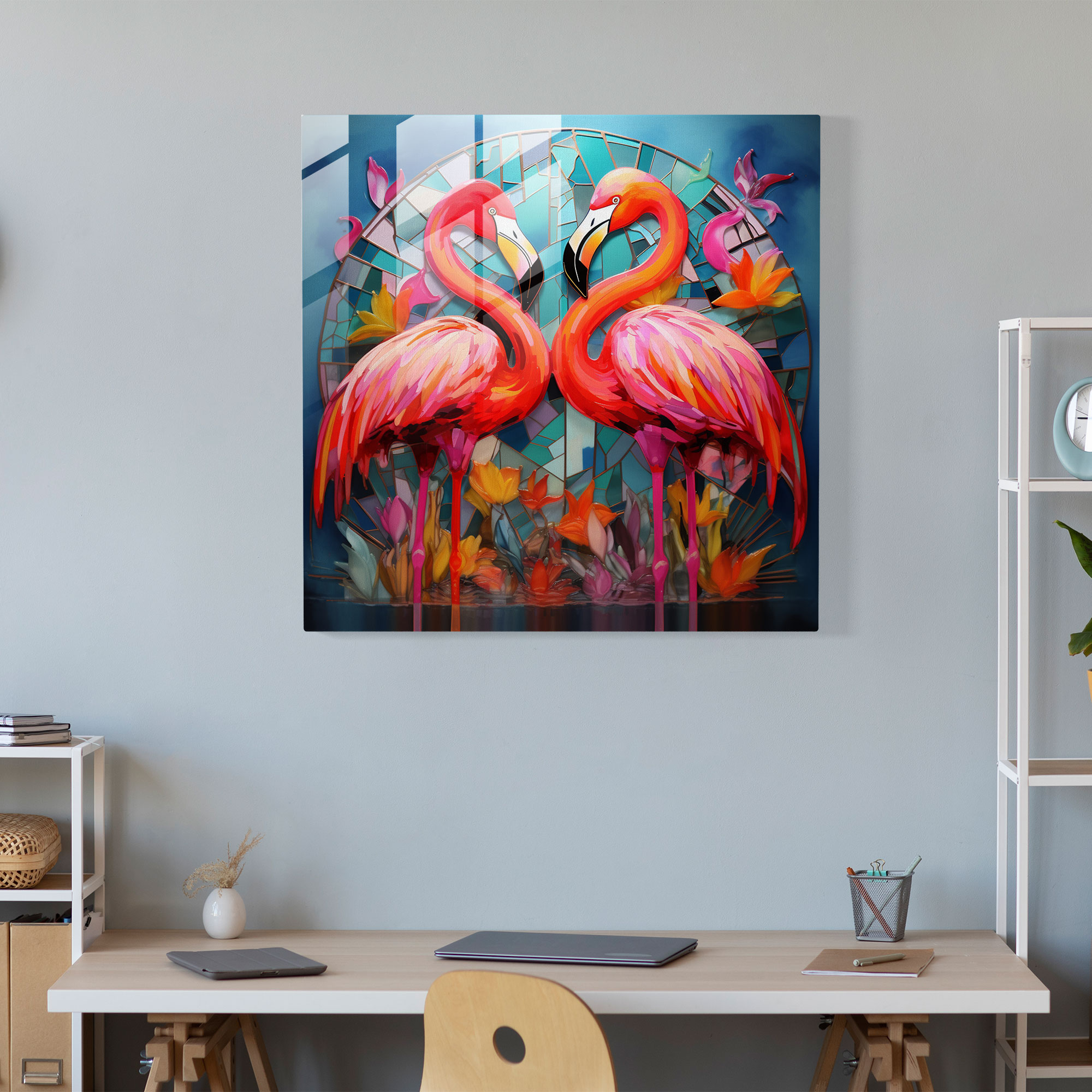 Modern Flamingo Cam Tablo - Flamingo Cam Sanatı Modern Dikkat Çekici