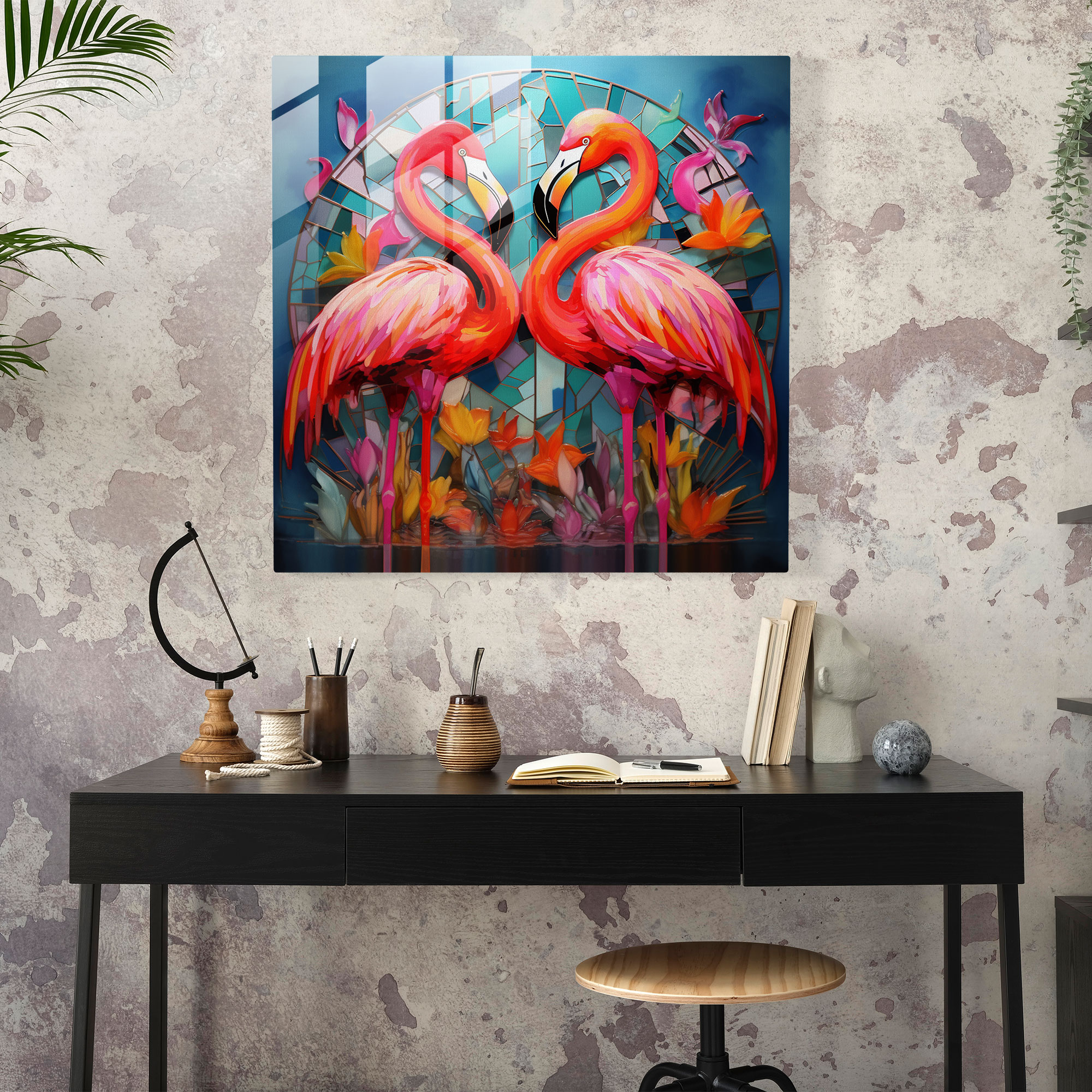 Modern Flamingo Cam Tablo - Flamingo Cam Sanatı Modern Dikkat Çekici