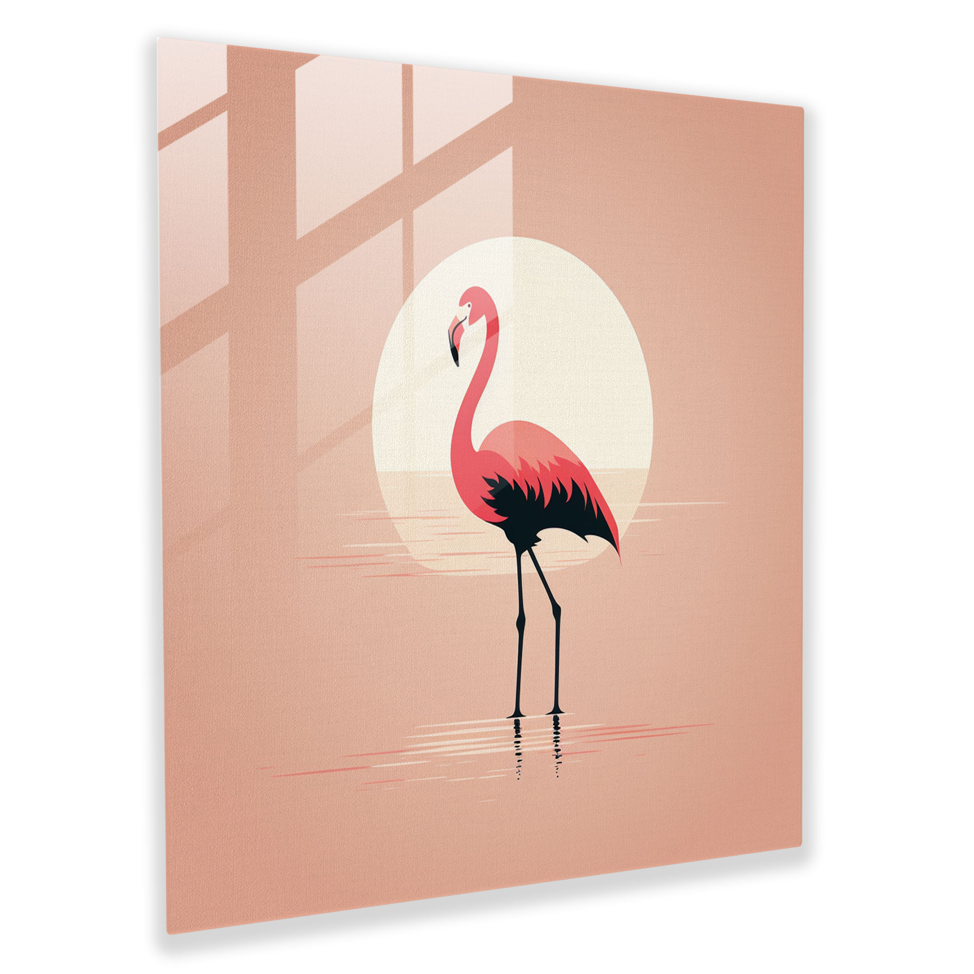 Elegant Silhouette Flamingo Glass Print - Flamingo, Clean Lines, Flamingo, Glass Print