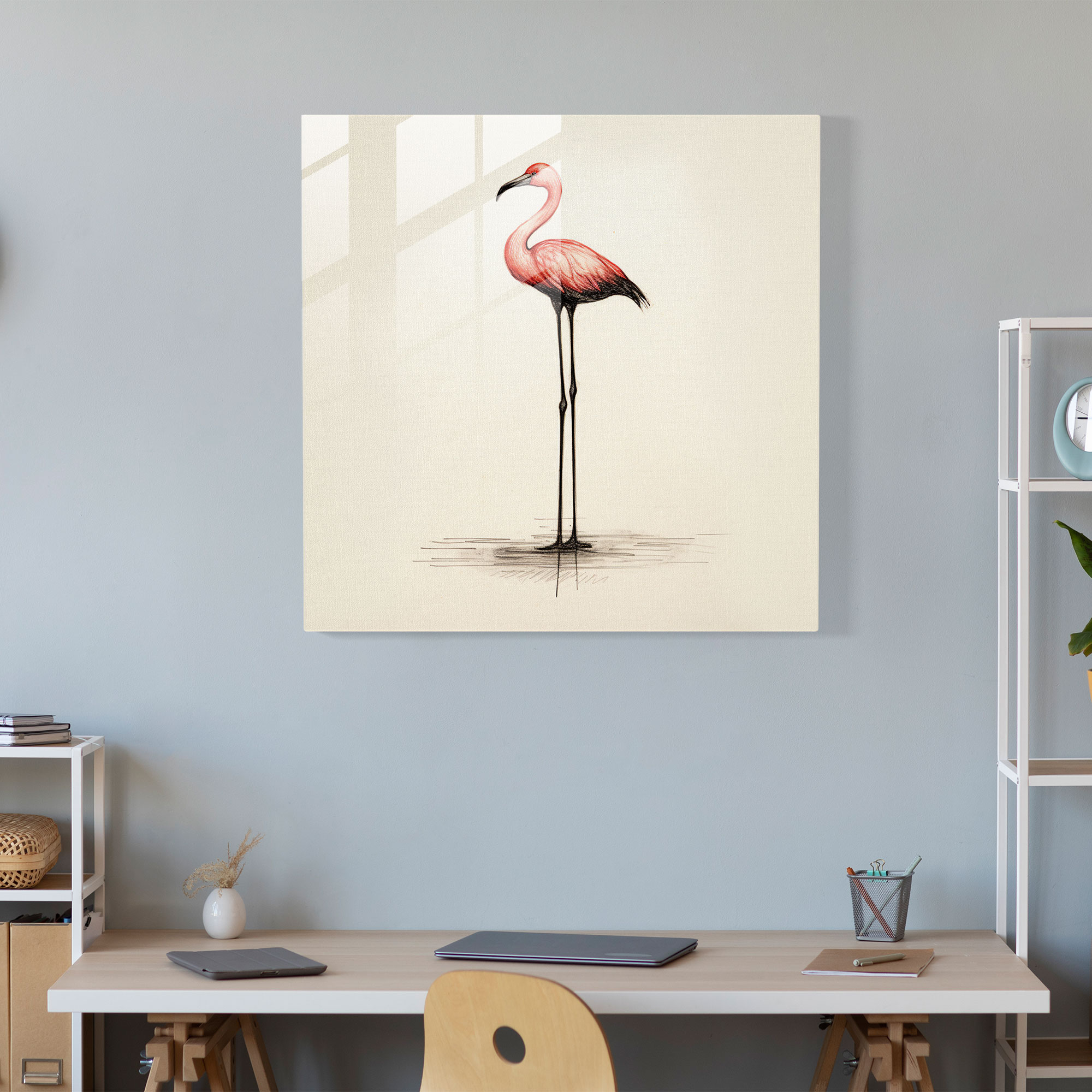 Minimalist Flamingo Cam Tablosu - Flamingo Minimalist Cam Duvar Sanatı