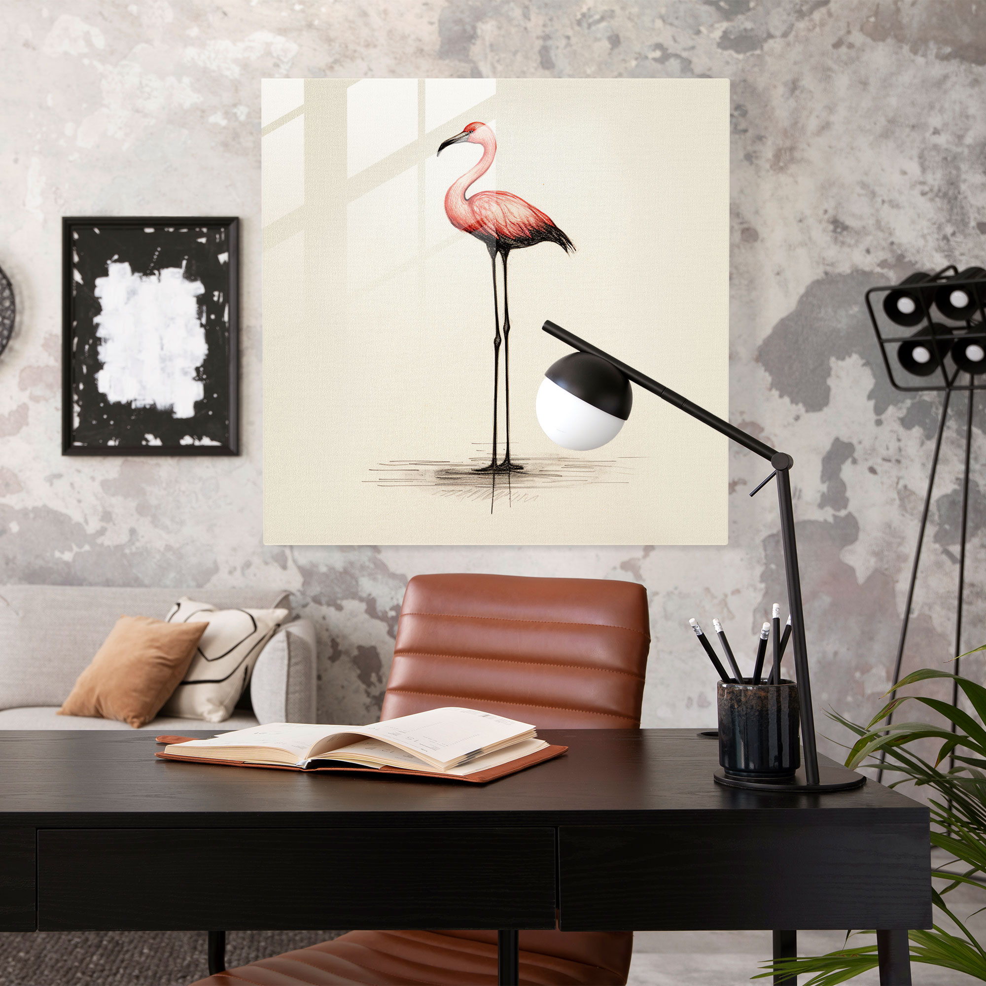 Minimalist Flamingo Cam Tablosu - Flamingo Minimalist Cam Duvar Sanatı
