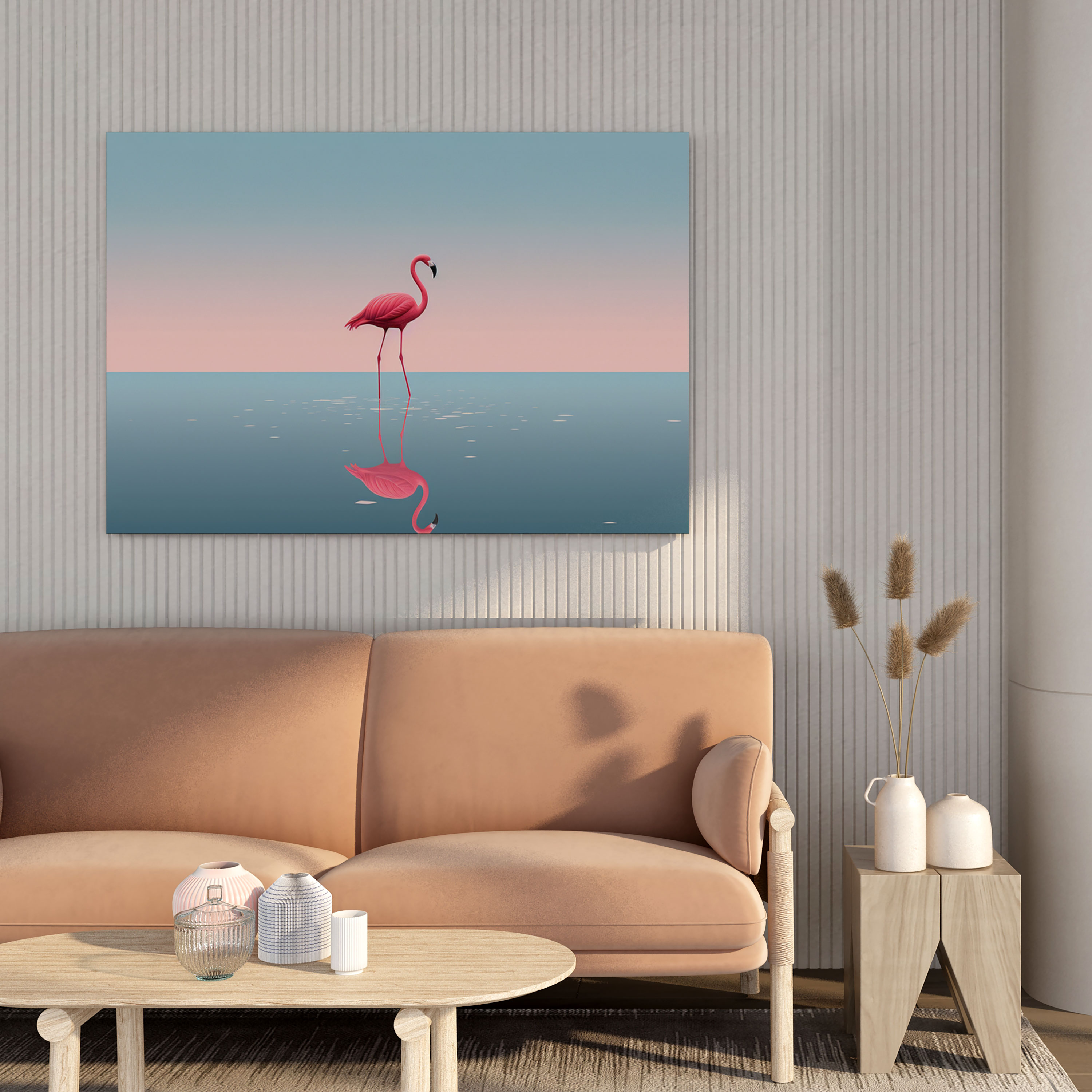 Serene Flamingo Canvas Print - Flamingo, Wall Decoration, Canvas Print, Minimalist