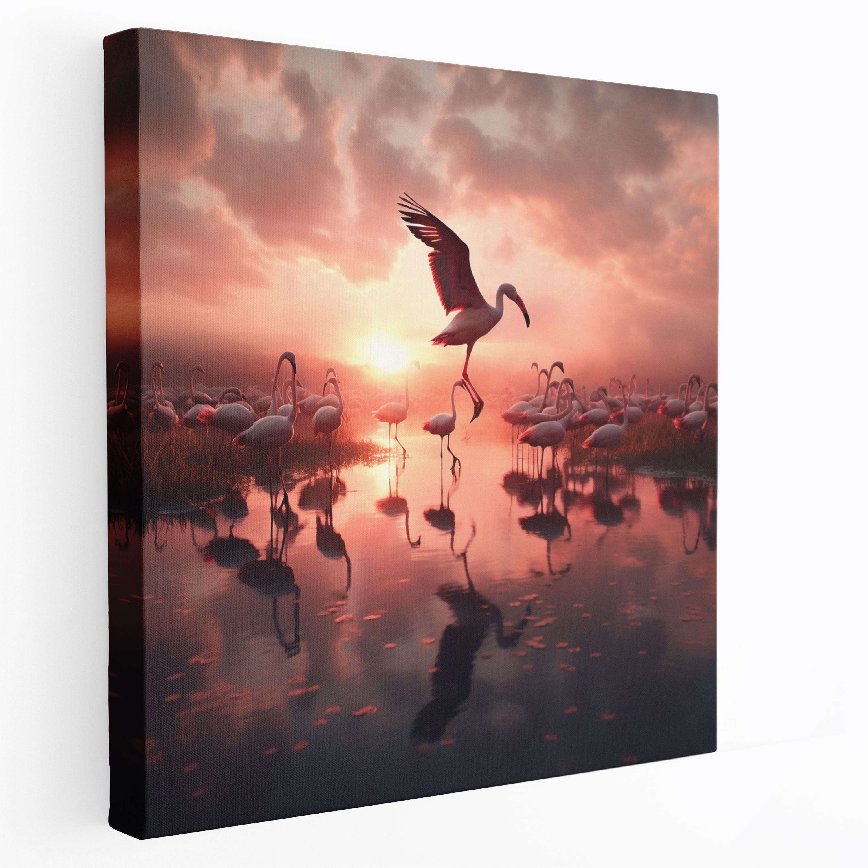 Flamingo Sunrise Canvas Print - Flamingo, Home Decoration, Flamingo, Flamingo Sunrise