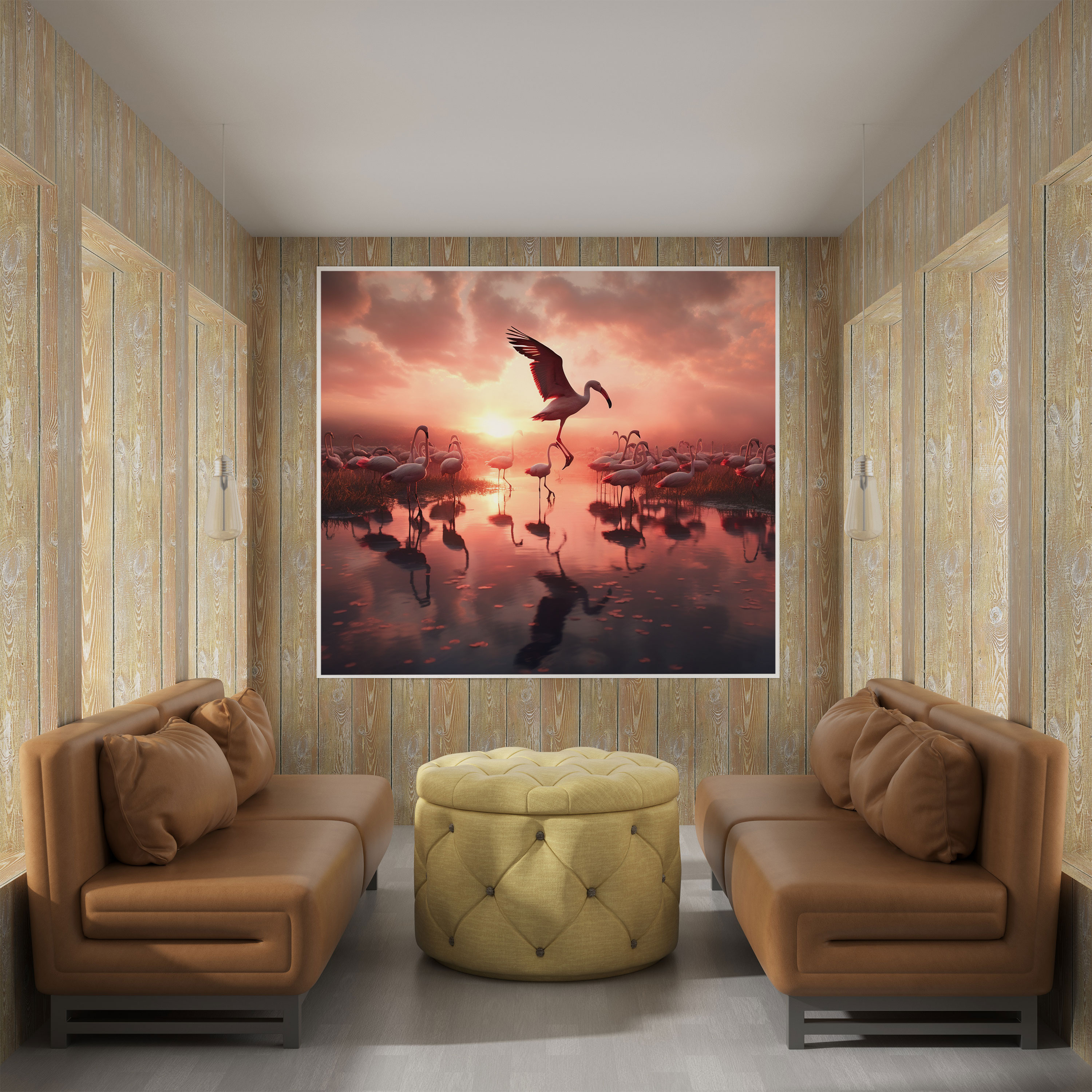 Flamingo Sunrise Canvas Print - Flamingo, Home Decoration, Flamingo, Flamingo Sunrise