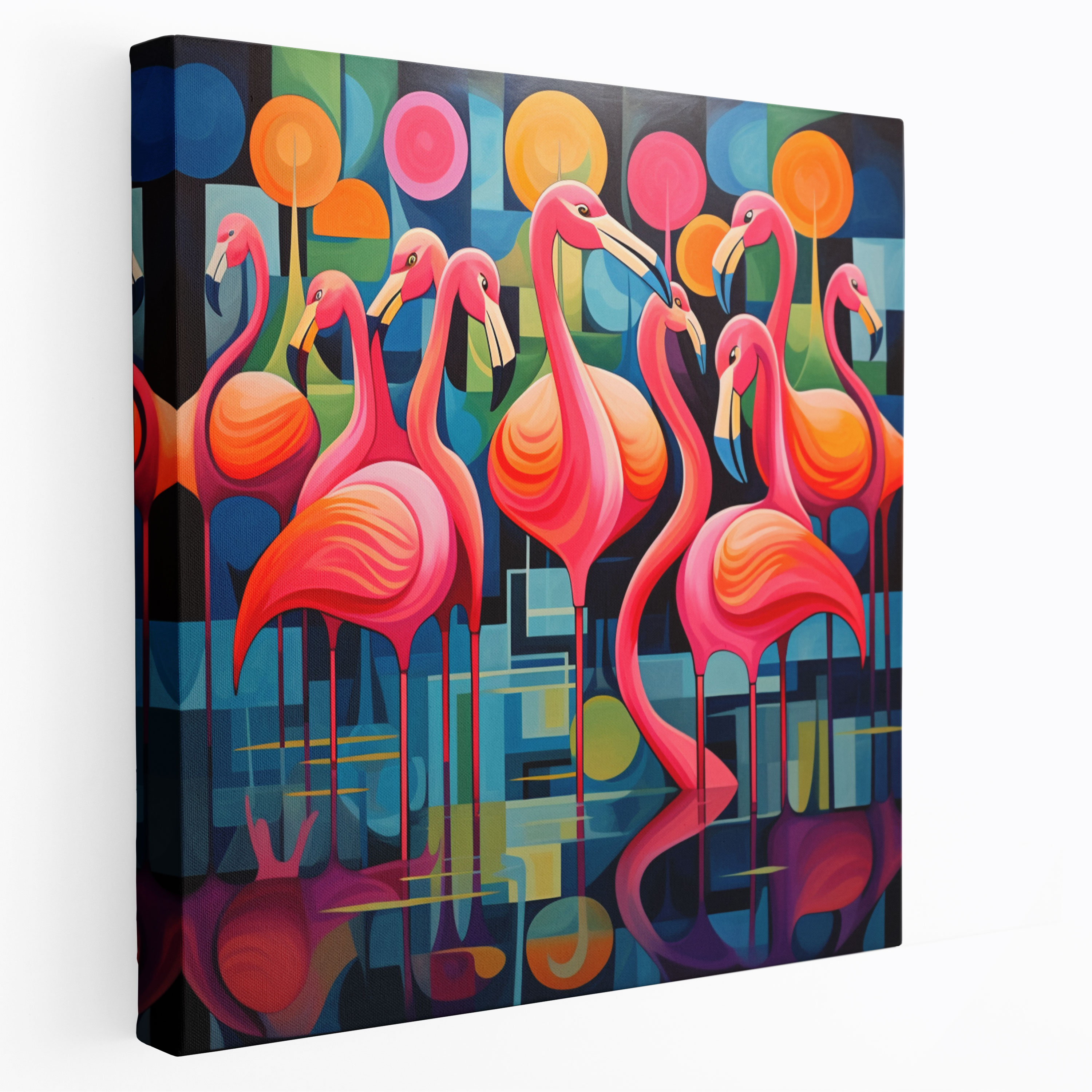 Geometric Flamingo Canvas Print - Flamingo, Flamingo, Canvas Wall Art, Geometric Design