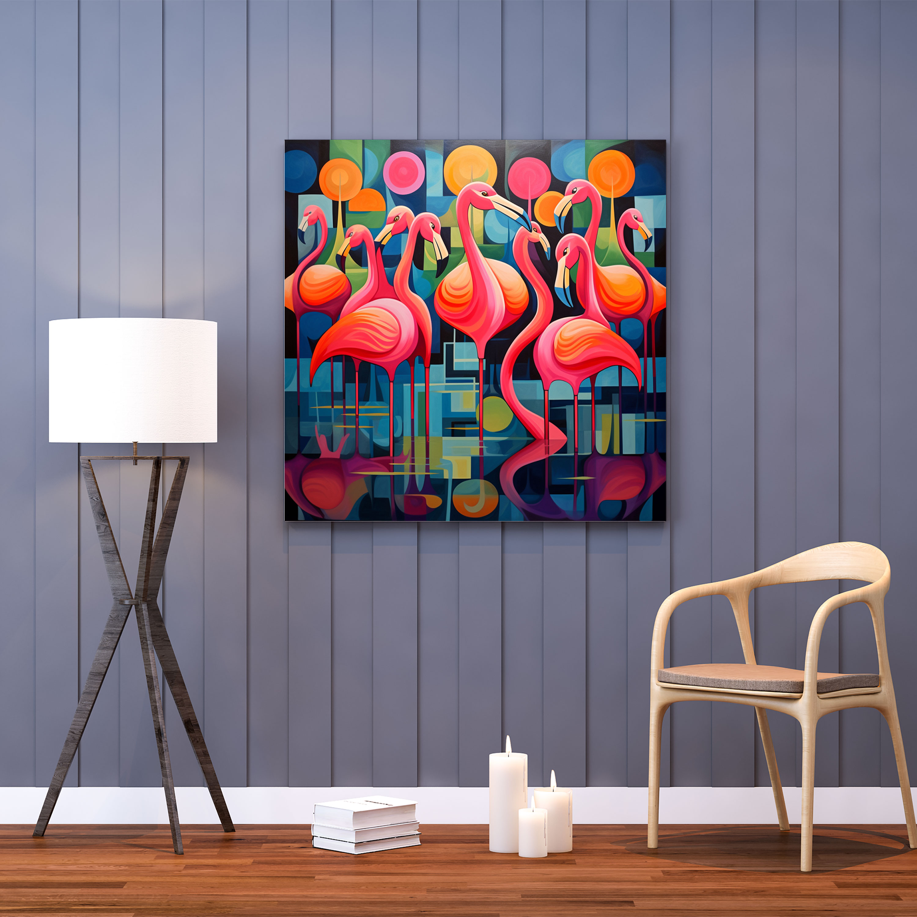 Geometric Flamingo Canvas Print - Flamingo, Flamingo, Canvas Wall Art, Geometric Design