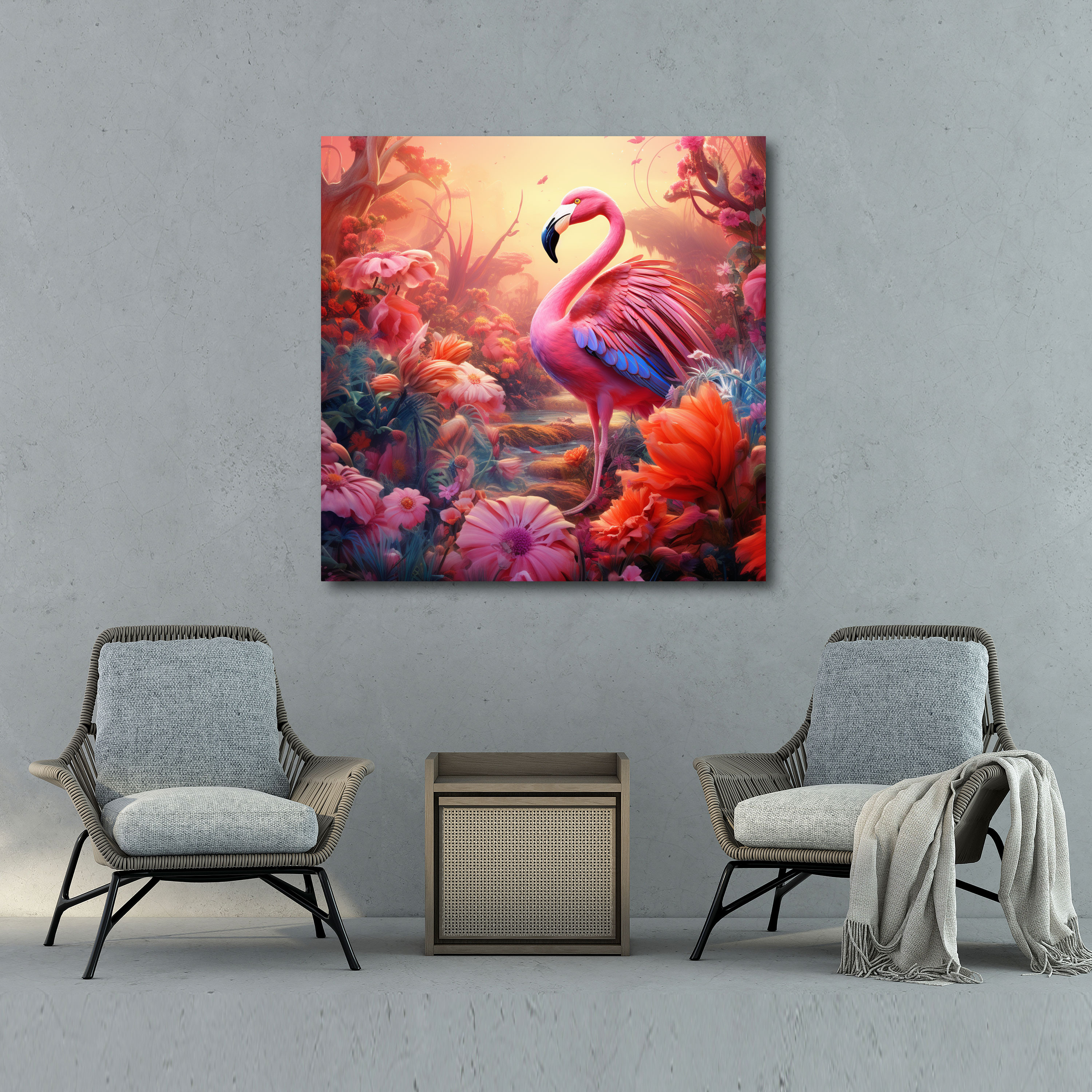 Butterfly Flamingo Wall Decoration - Flamingo, Home Decoration, Butterfly, Wall Art