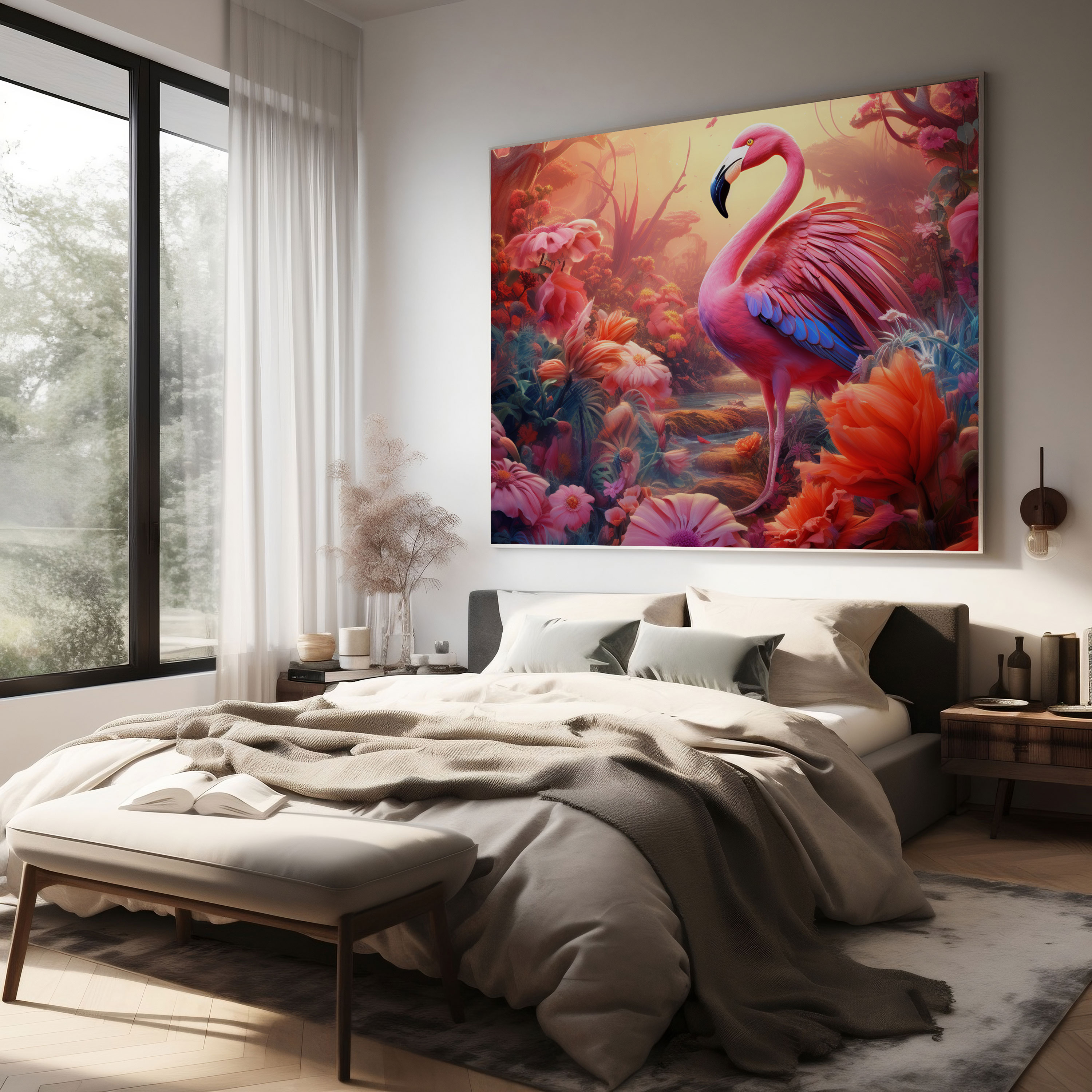 Butterfly Flamingo Wall Decoration - Flamingo, Home Decoration, Butterfly, Wall Art