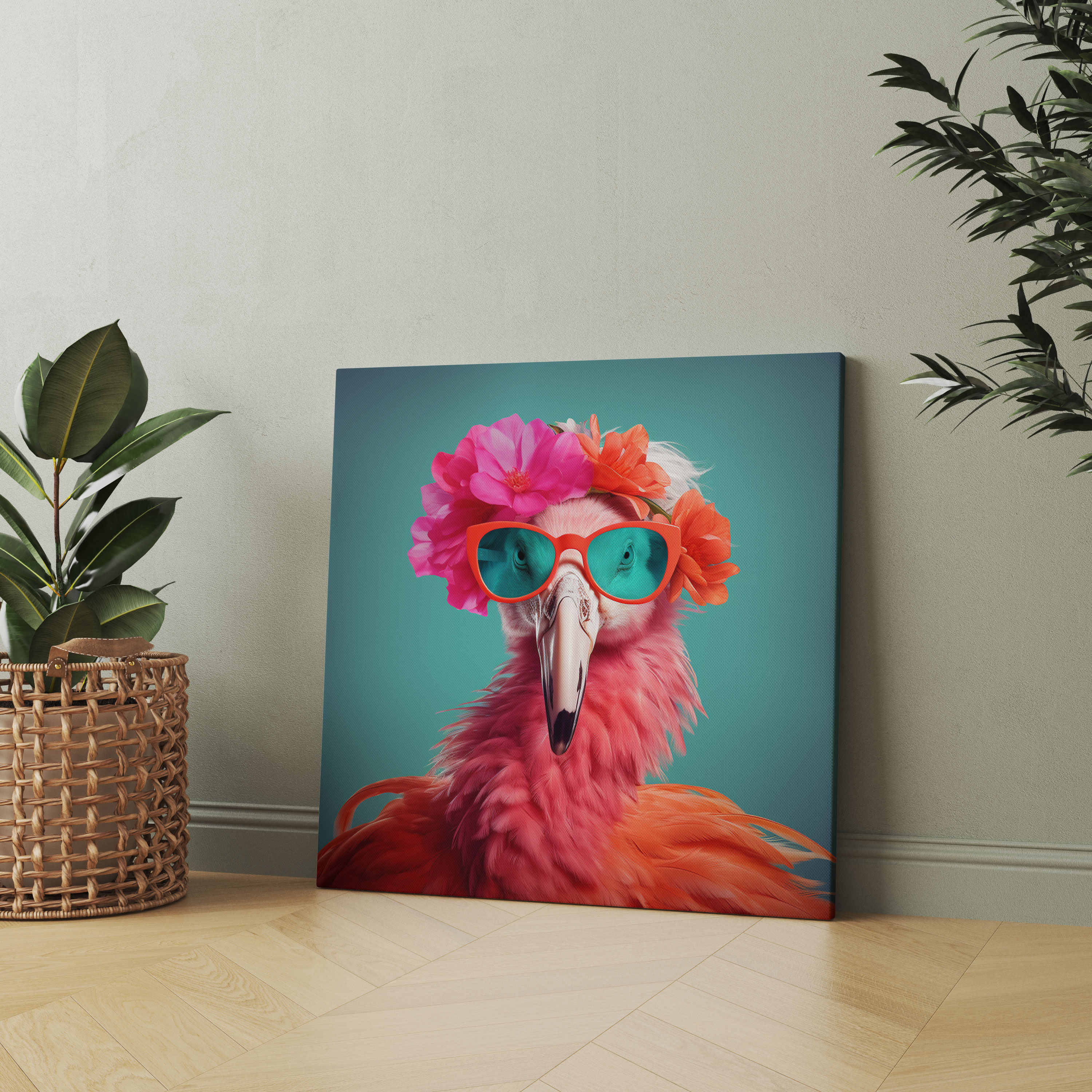 Flamingo Wall Decoration - Retro-Inspired Canvas Print - Flamingo, Wall Decoration, Canvas Print, Retro