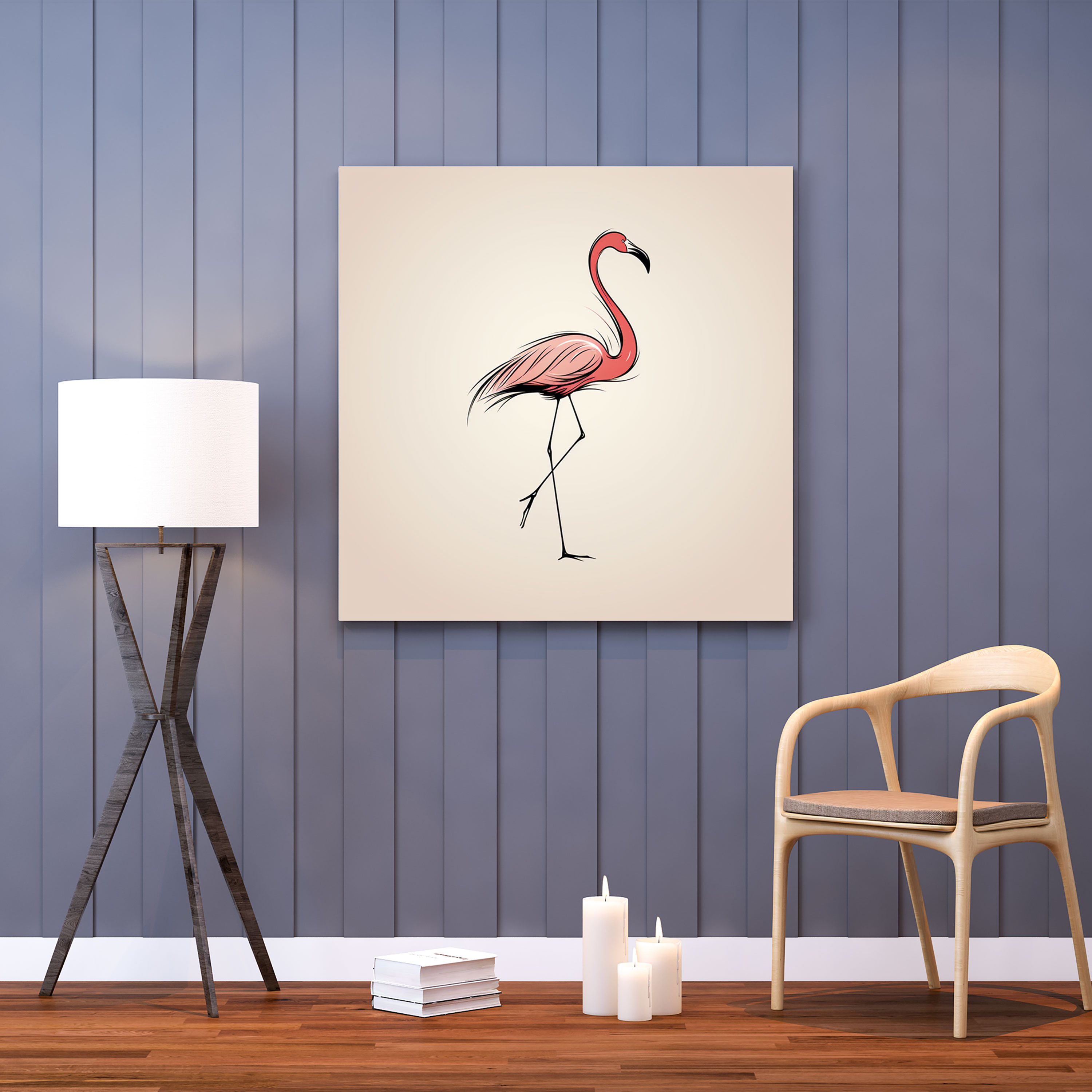 Flamingo Canvas Print - Minimalist Wall Art - Flamingo, Home Decoration, Single Line Drawing, Flamingo