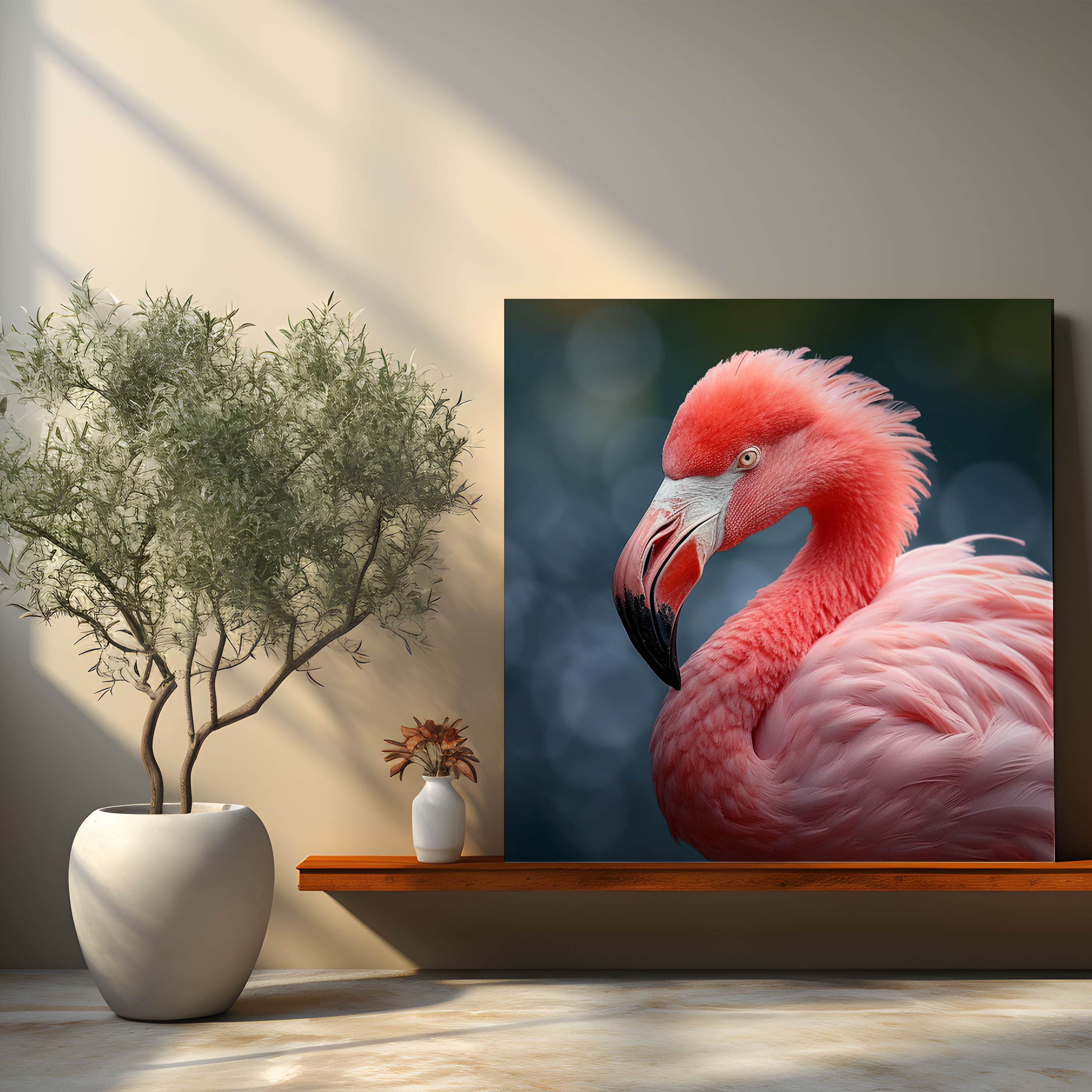 Flamingo Wall Decoration - Photorealistic Canvas Print - Flamingo, Photorealistic, Canvas Wall Art, Close-Up