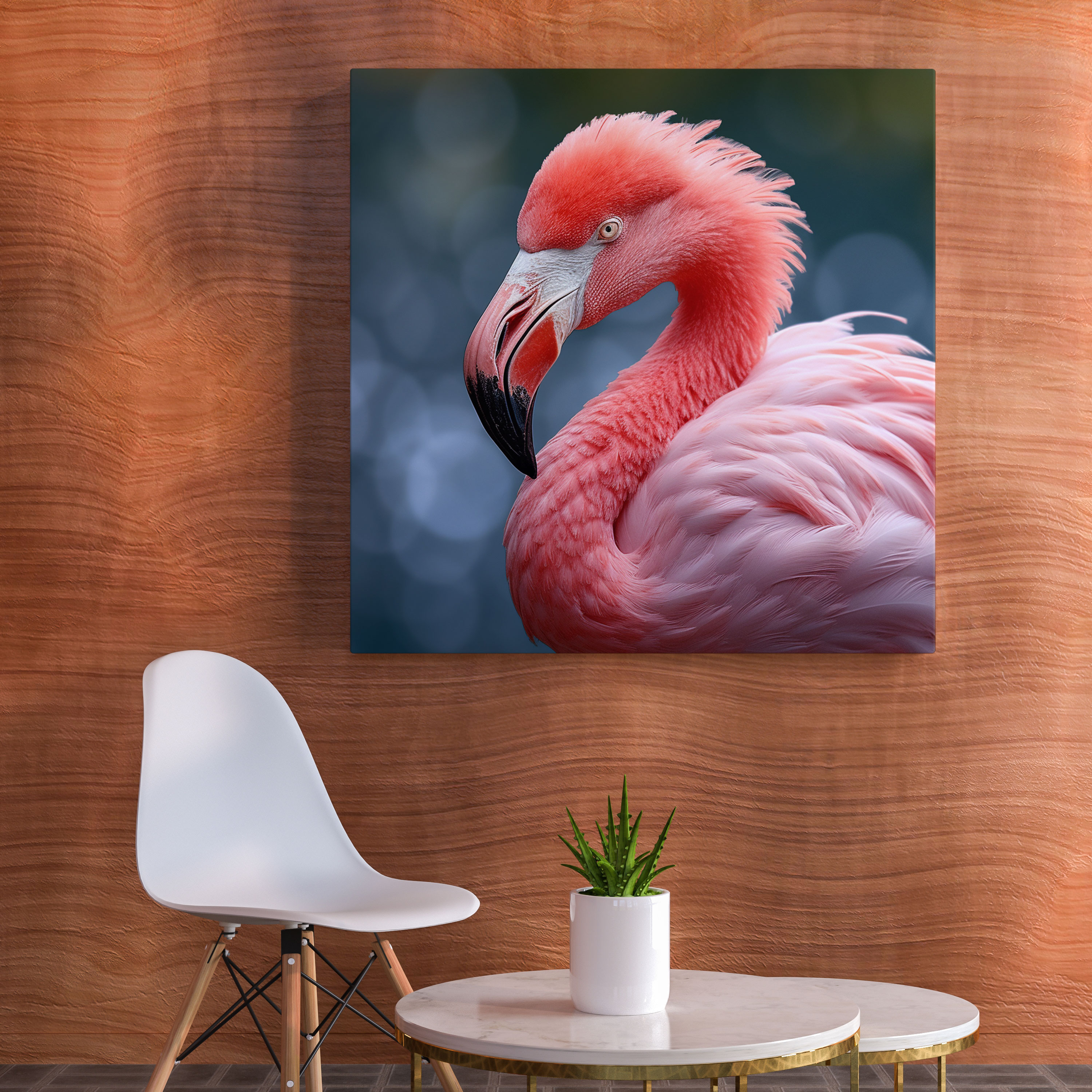 Flamingo Wall Decoration - Photorealistic Canvas Print - Flamingo, Photorealistic, Canvas Wall Art, Close-Up
