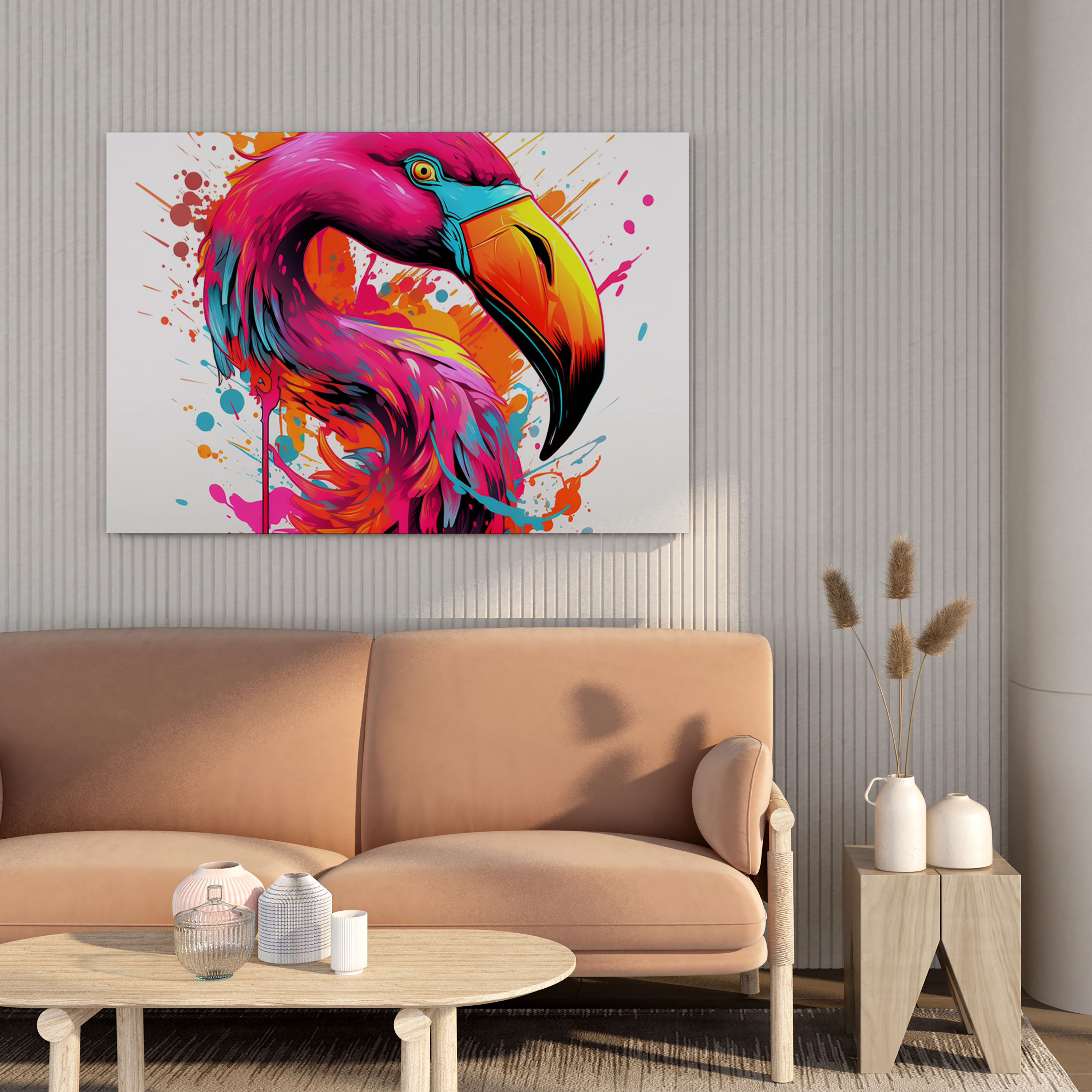 Flamingo Kanvas Tablo - Pop Art Duvar Sanatı - Canlı Renkler