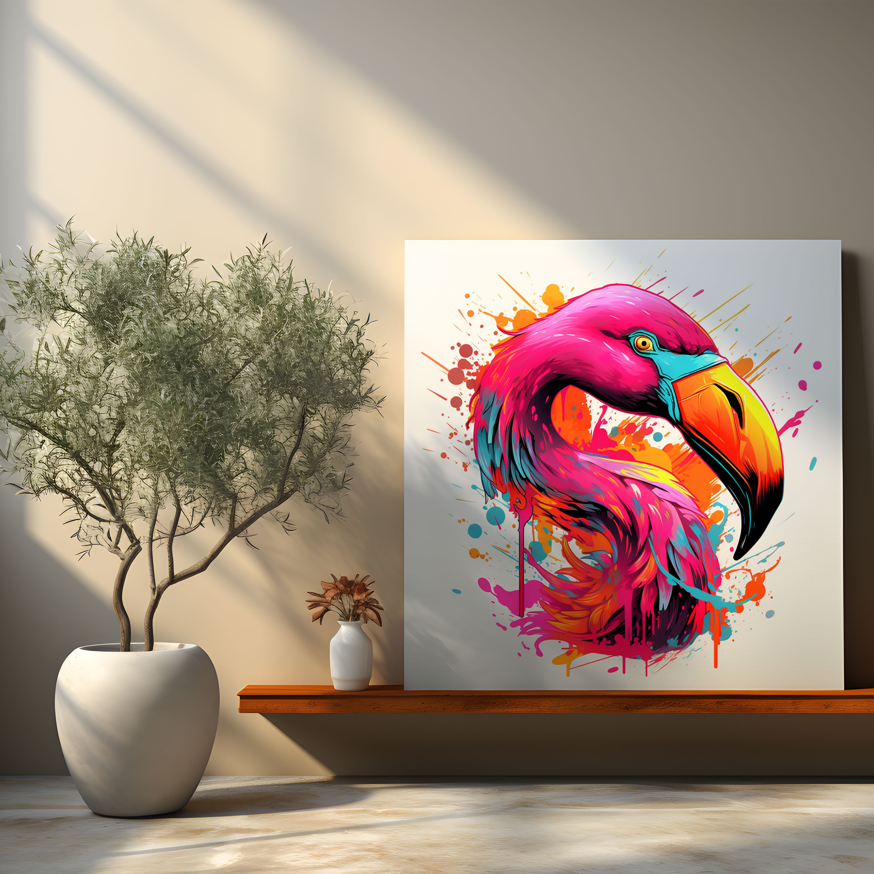 Flamingo Kanvas Tablo - Pop Art Duvar Sanatı - Canlı Renkler