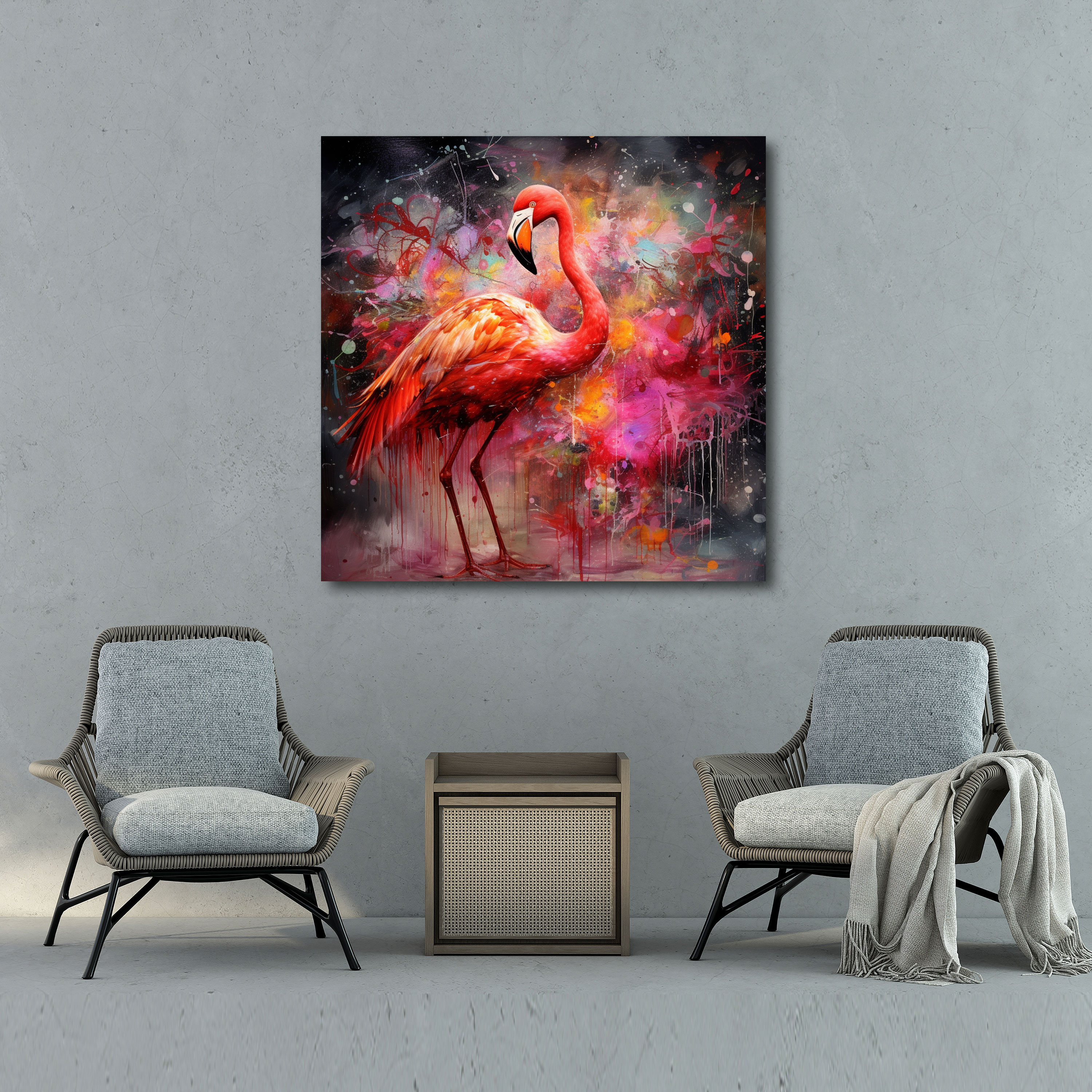 Flamingo Canvas Print - Abstract Mixed Media Wall Art - Flamingo, Flamboyant, Canvas Wall Art, Photography