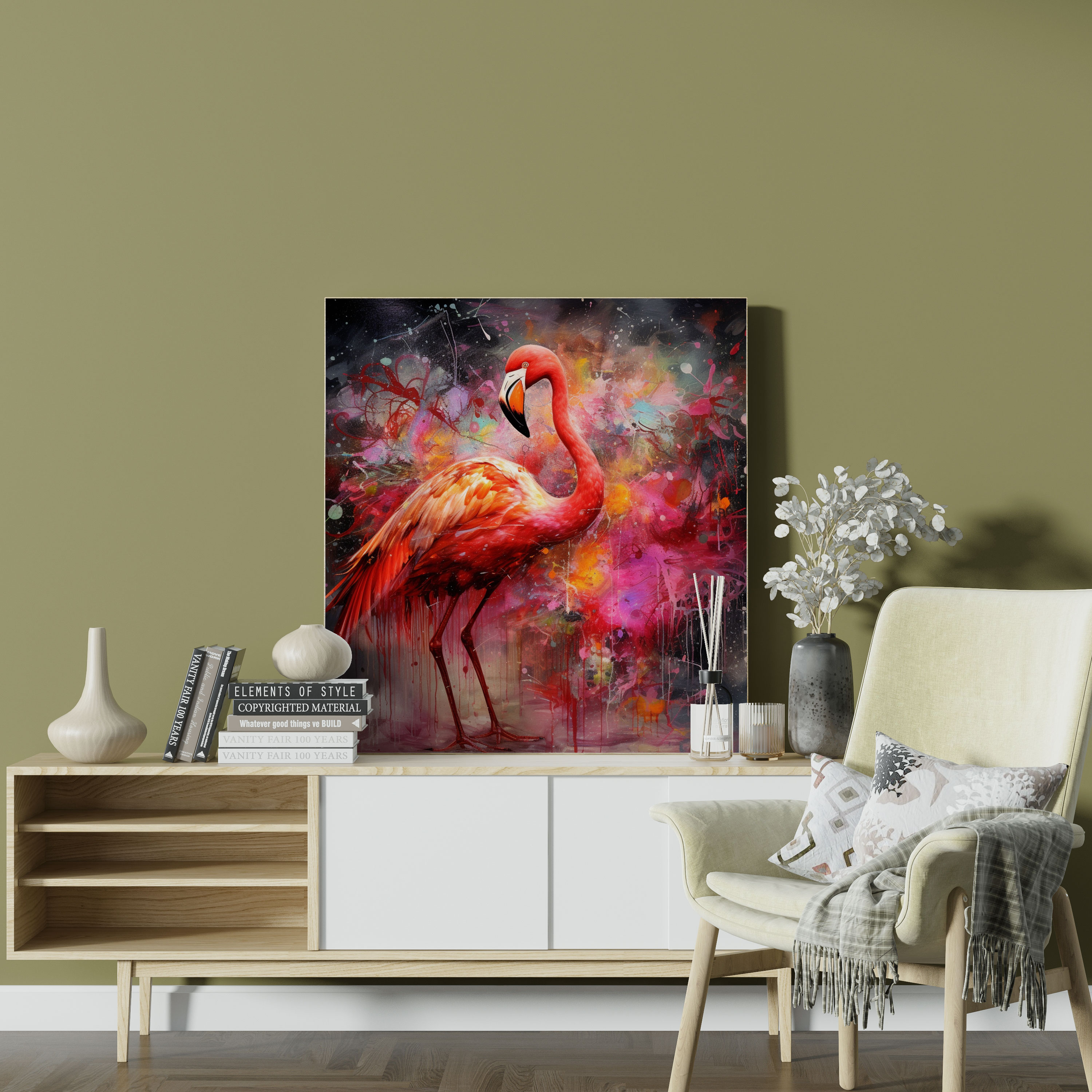 Flamingo Canvas Print - Abstract Mixed Media Wall Art - Flamingo, Flamboyant, Canvas Wall Art, Photography