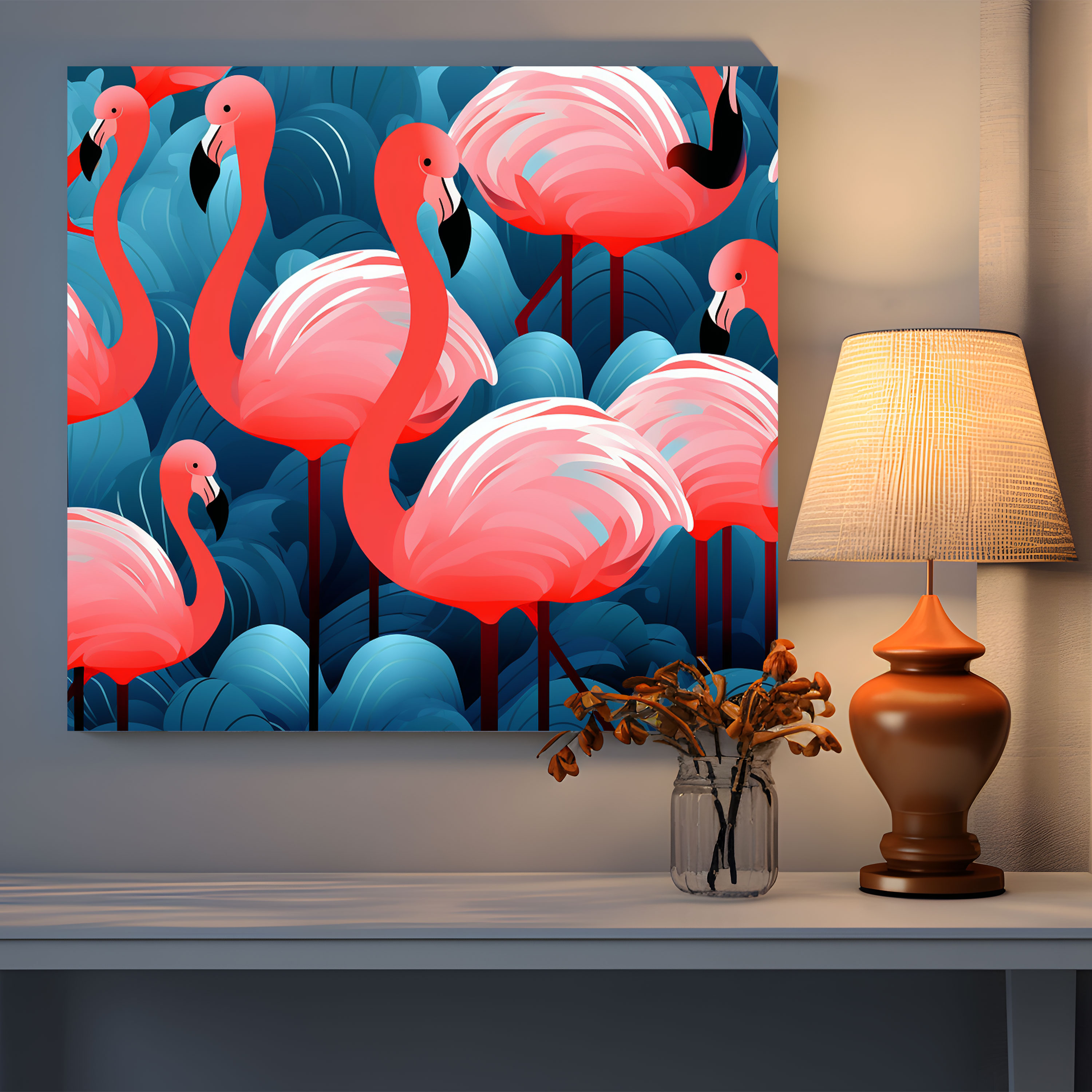 Flamingo Wall Art - Flamingo, Wall Art, Bold Colors, Canvas