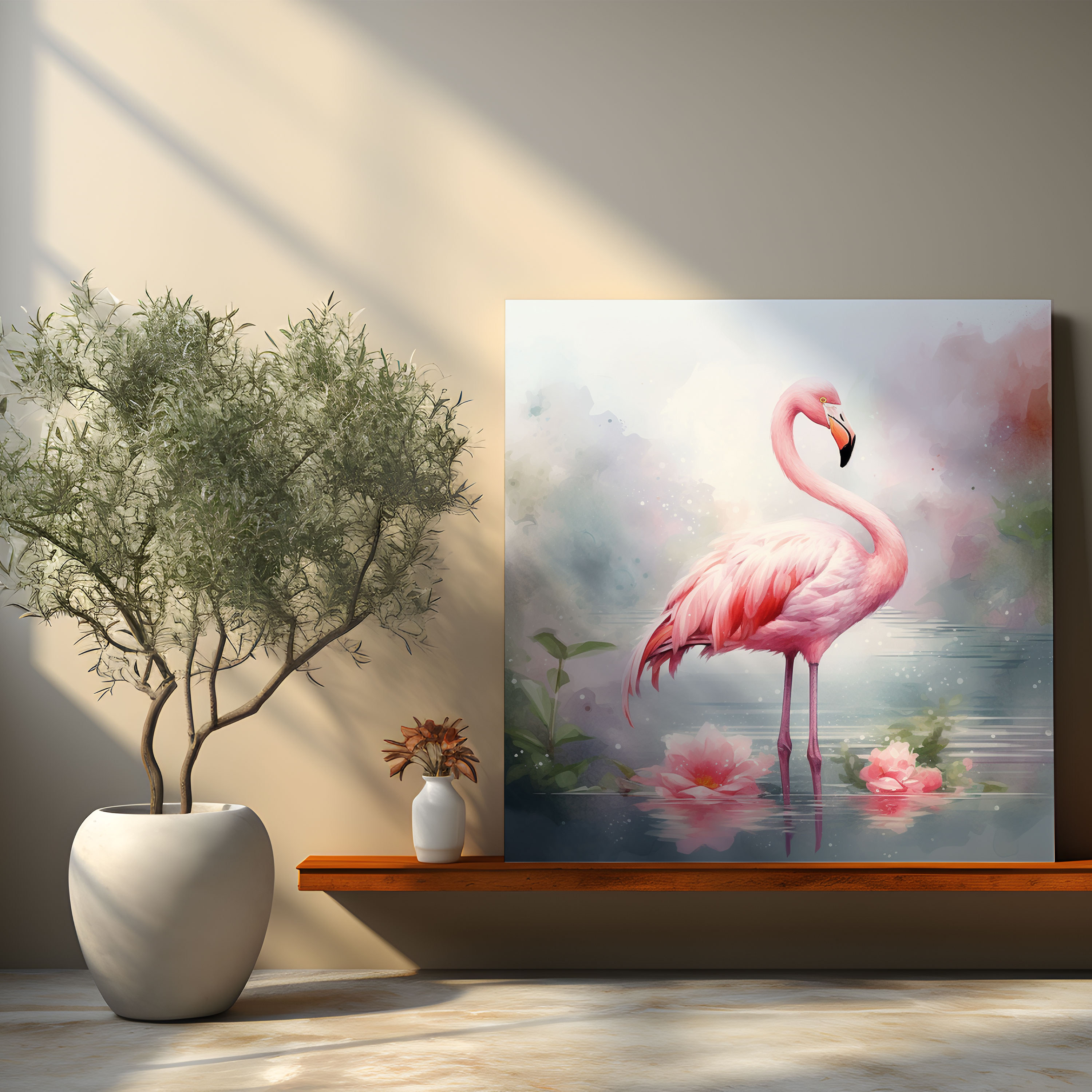Flamingo Kanvas Tablo - Pastel Renkler Duvar Sanatı