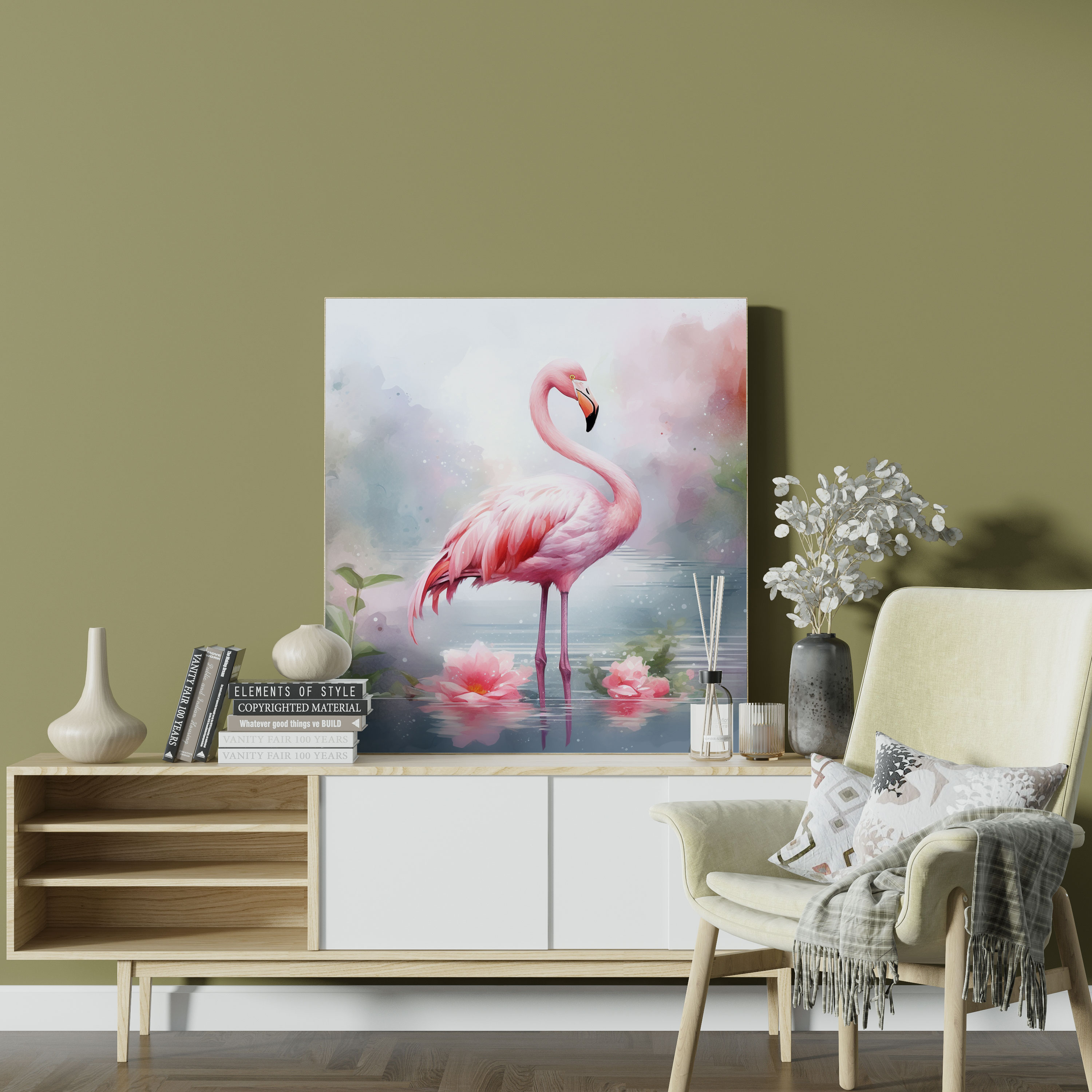 Flamingo Kanvas Tablo - Pastel Renkler Duvar Sanatı