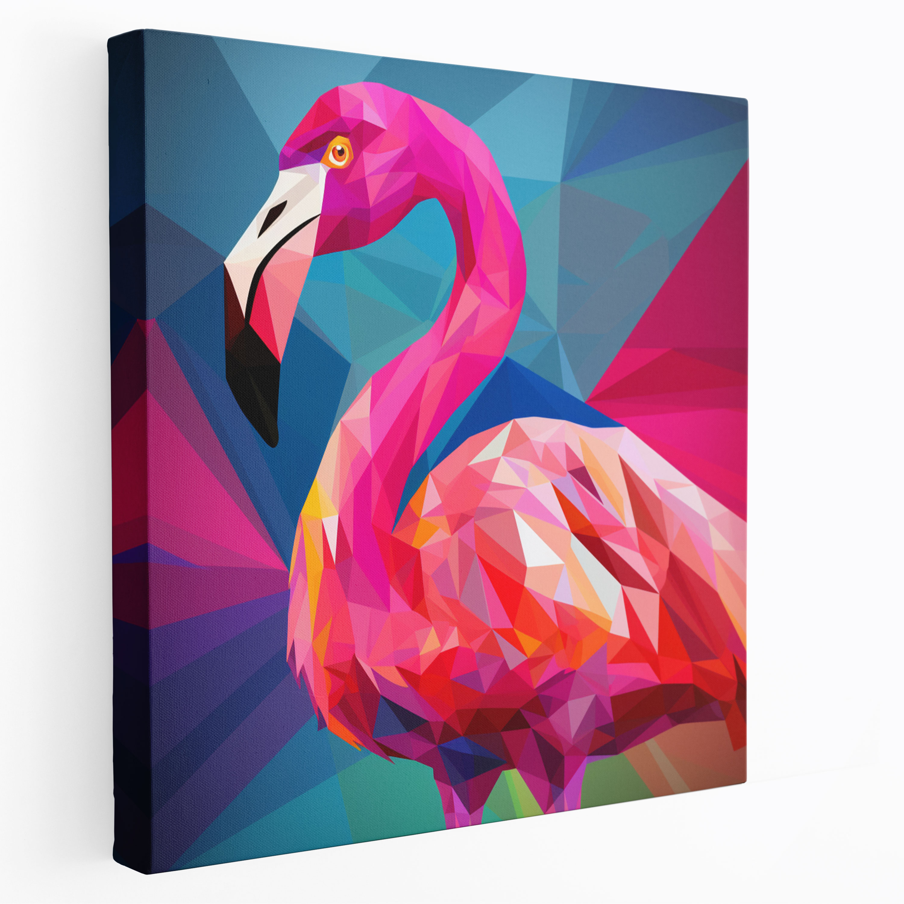 Flamingo Wall Art - Flamingo, Bold Lines, Geometric Design, Canvas Wall Art