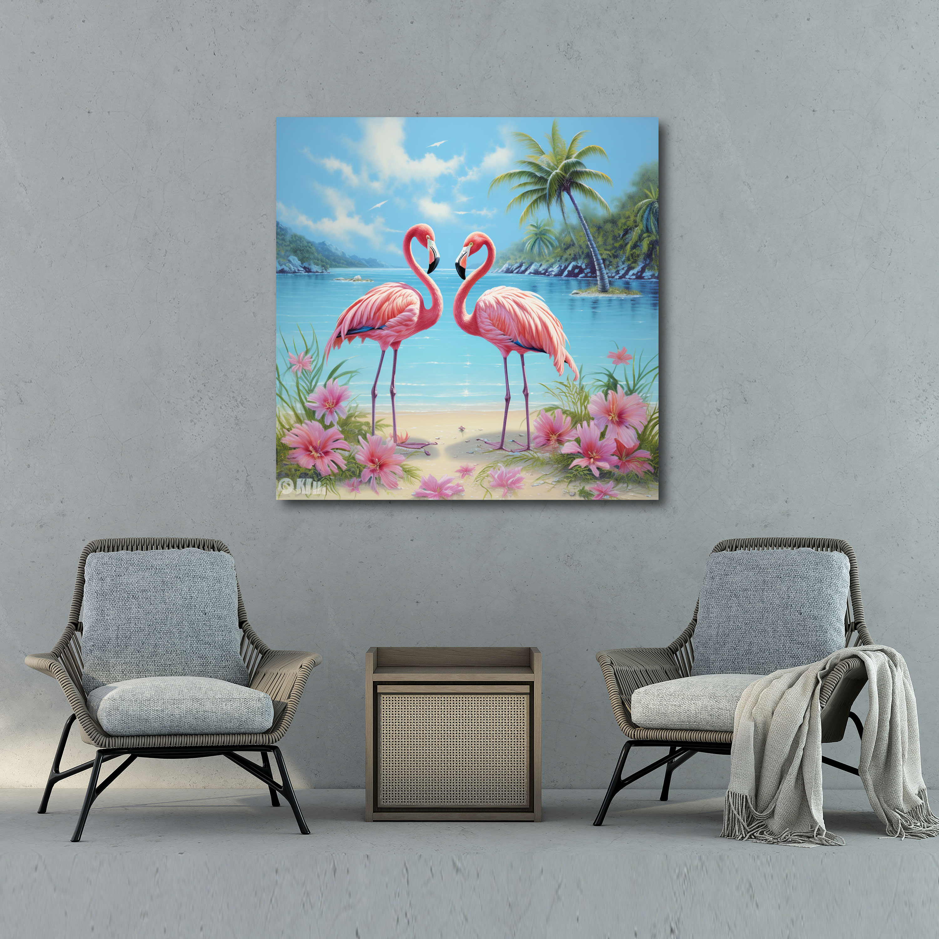 Tropical Paradise Flamingo Wall Art - Flamingo, Paradise, Wall Decoration, Canvas Print