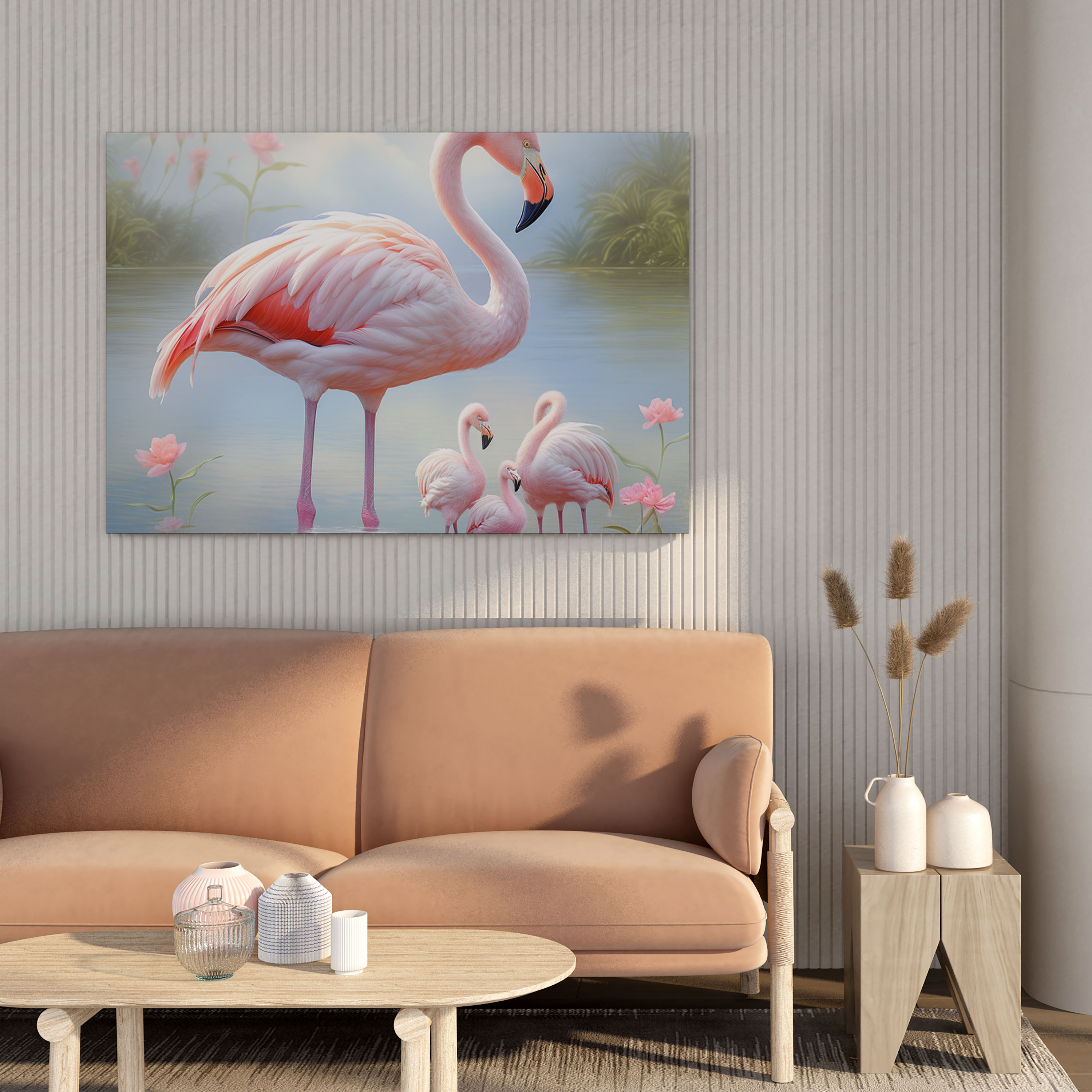 Adorable Flamingo Family Canvas Print - Flamingo, Flamingo, Wall Decoration, Adorable
