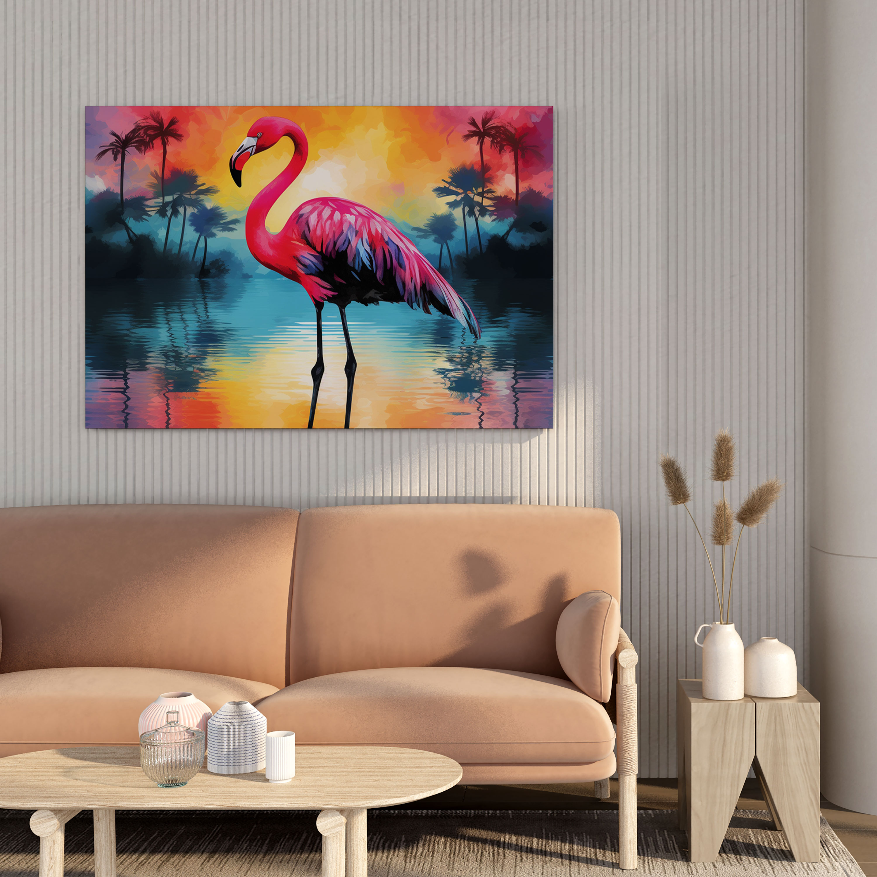 Artistic Flamingo Canvas Print - Flamingo, Flamingo Canvas Print, Home Decoration, Vibrant